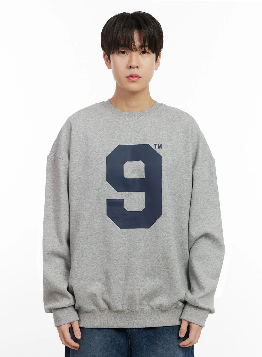 Men's Oversized 9 Graphic Crew Neck IJ517 - Image 9