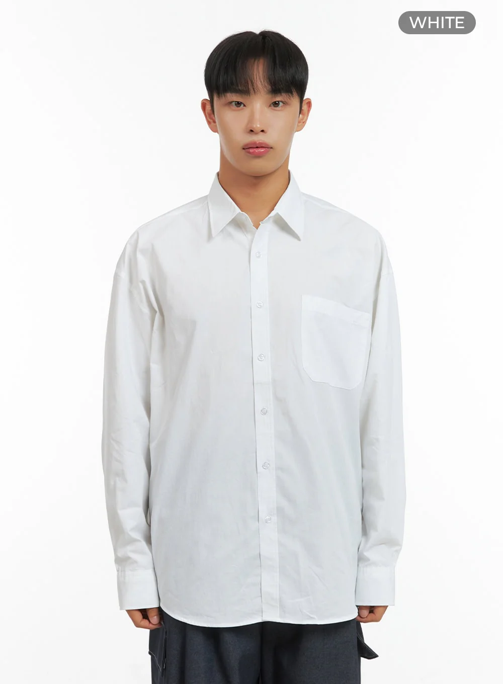 Men's Oversized Basic Cotton Shirt IS419 - Image 11