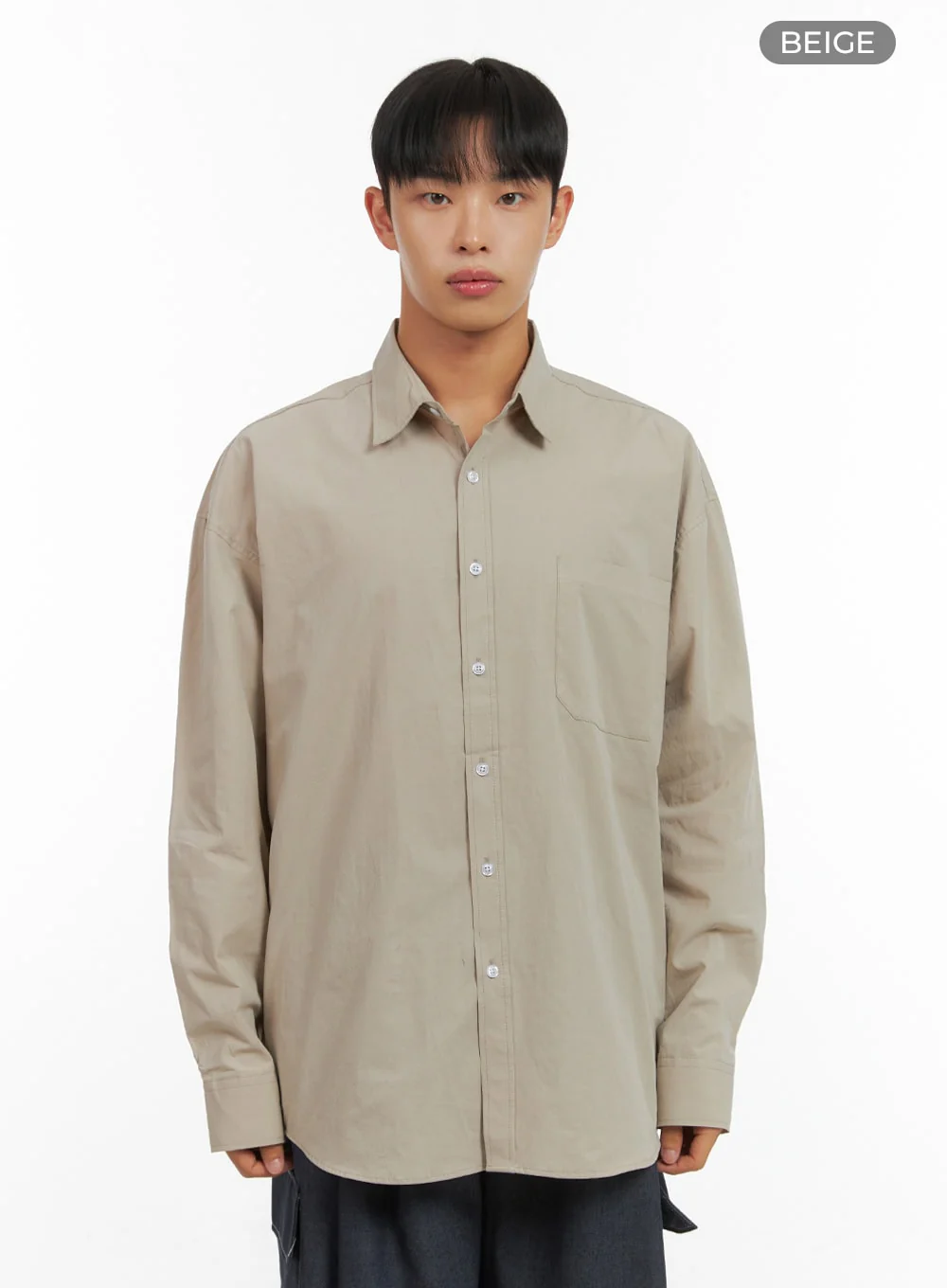 Men's Oversized Basic Cotton Shirt IS419 - Image 12