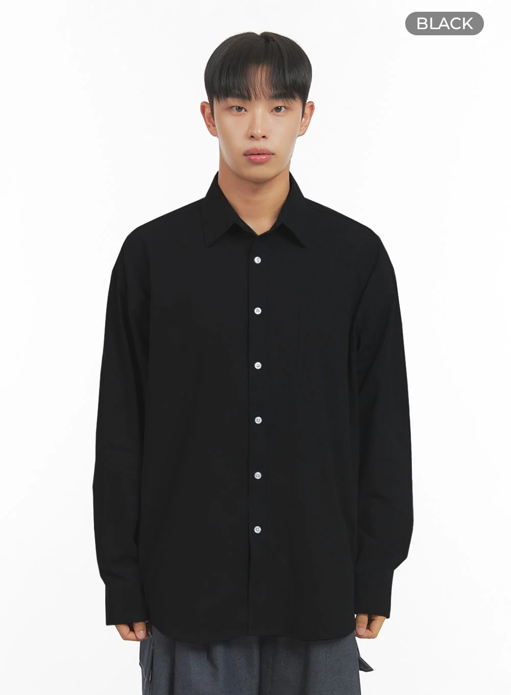 Men's Oversized Basic Cotton Shirt IS419 - Image 14