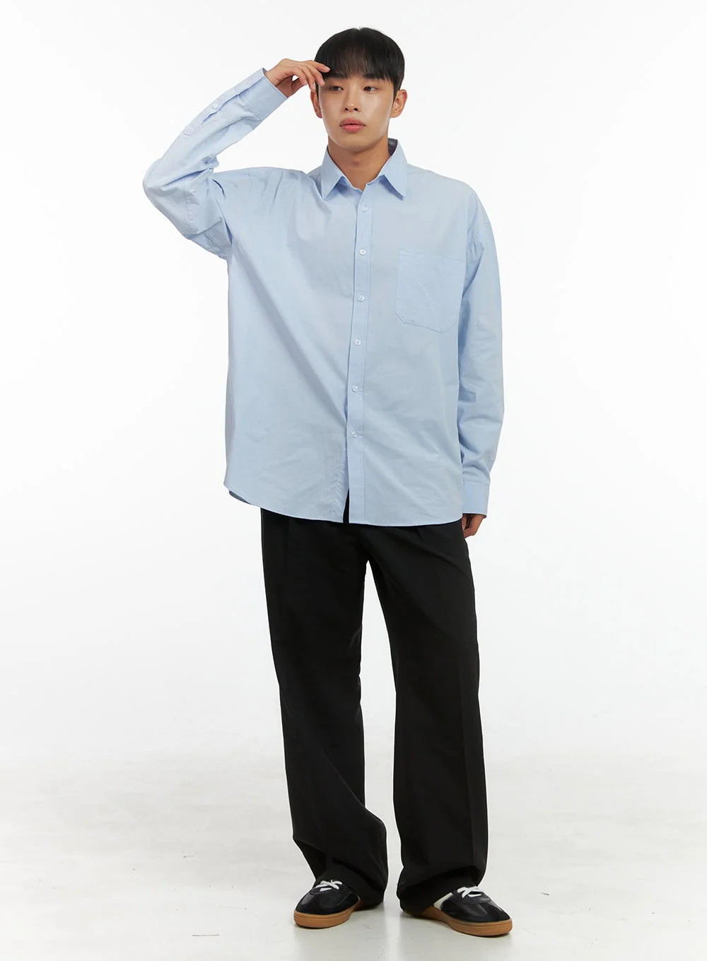 Men's Oversized Basic Cotton Shirt IS419 - Image 6