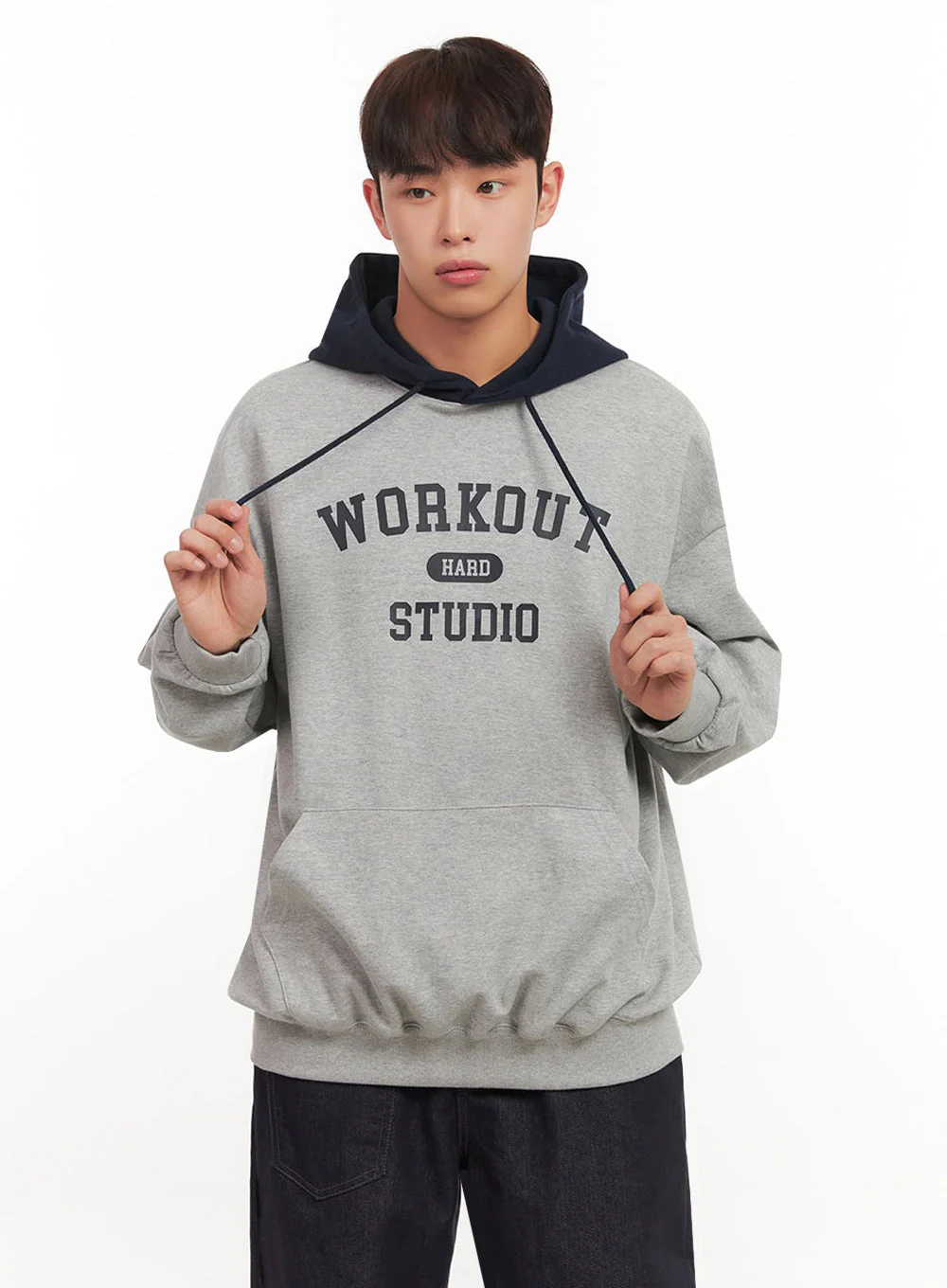 Men's Oversized Contrast Graphic Hoodie IF517 - Image 4