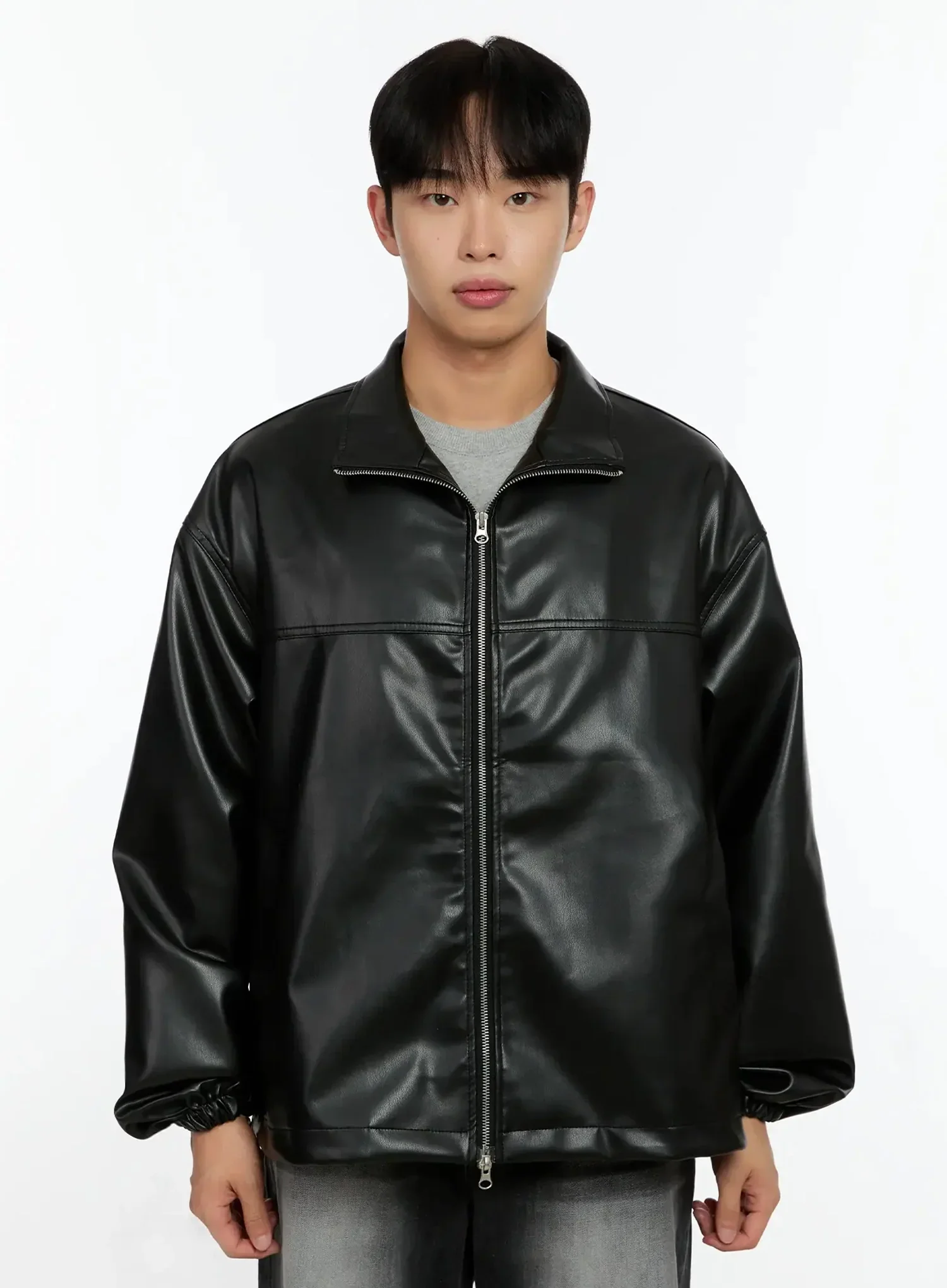 Men's Oversized Faux Leather Jacket IN506 - Image 16