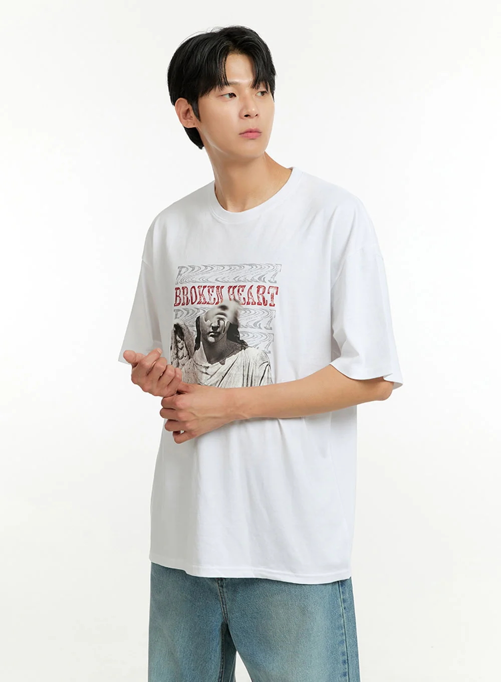 Men's Oversized Graphic Cotton T-Shirt IL412 - Image 4