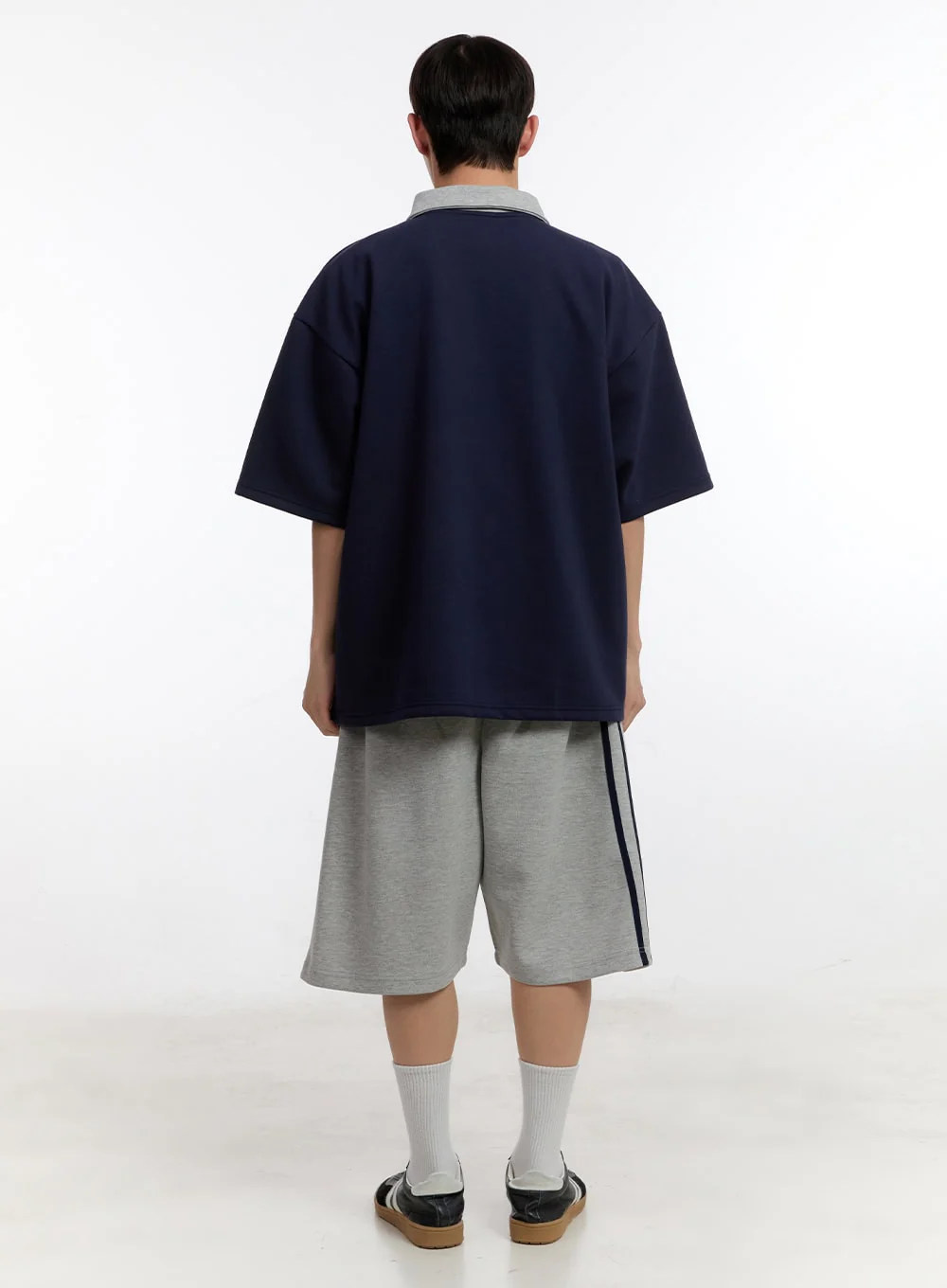 Men's Oversized Half-Zip Collared Sweatshirt IA504 - Image 9