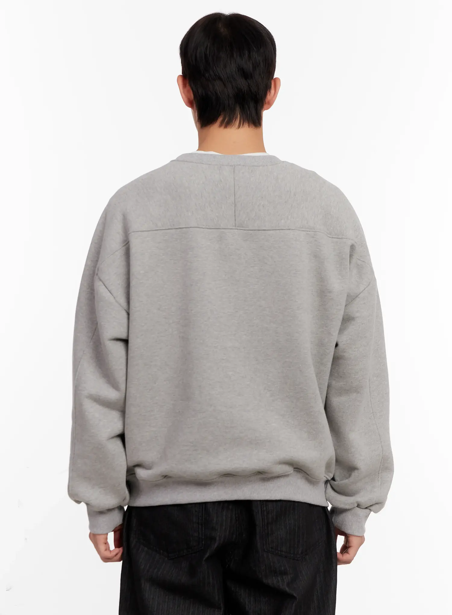 Men's Oversized Henley Neck Sweatshirt IO523 - Image 5
