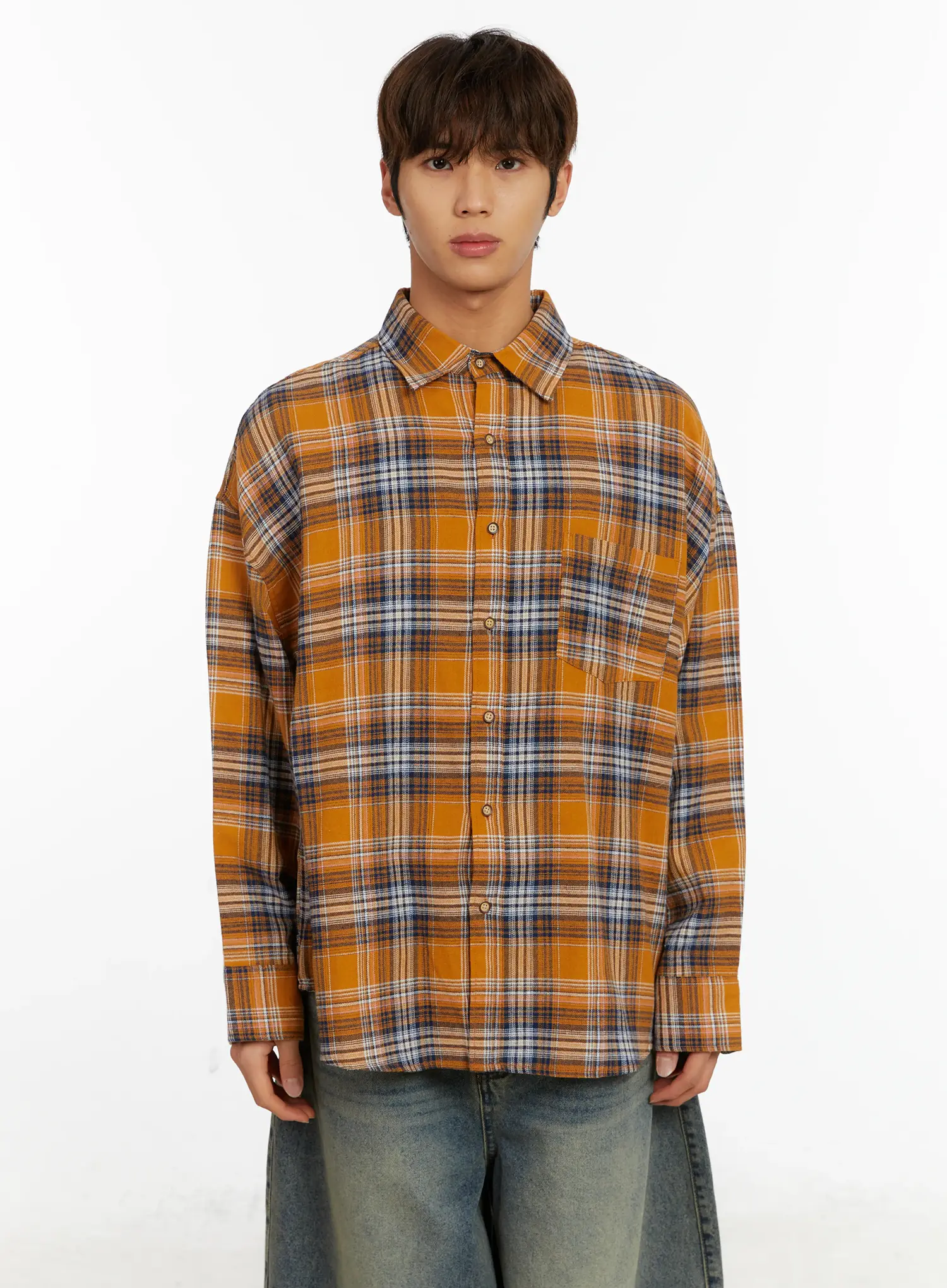 Men's Oversized Plaid Shirt ID524 - Image 15