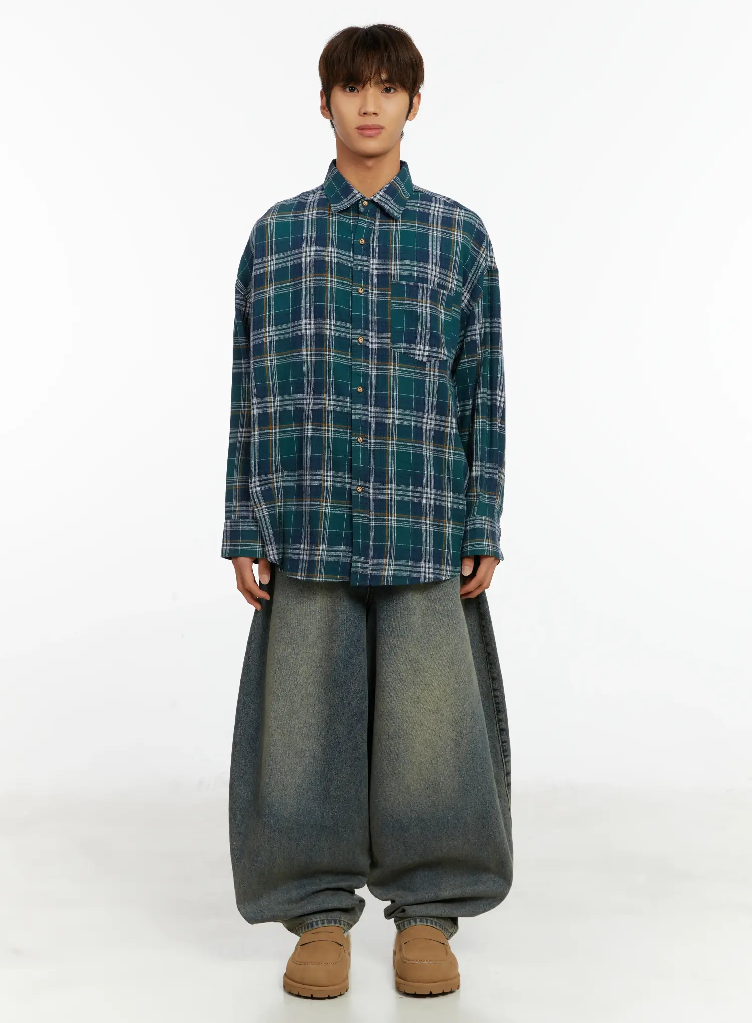 Men's Oversized Plaid Shirt ID524 - Image 5