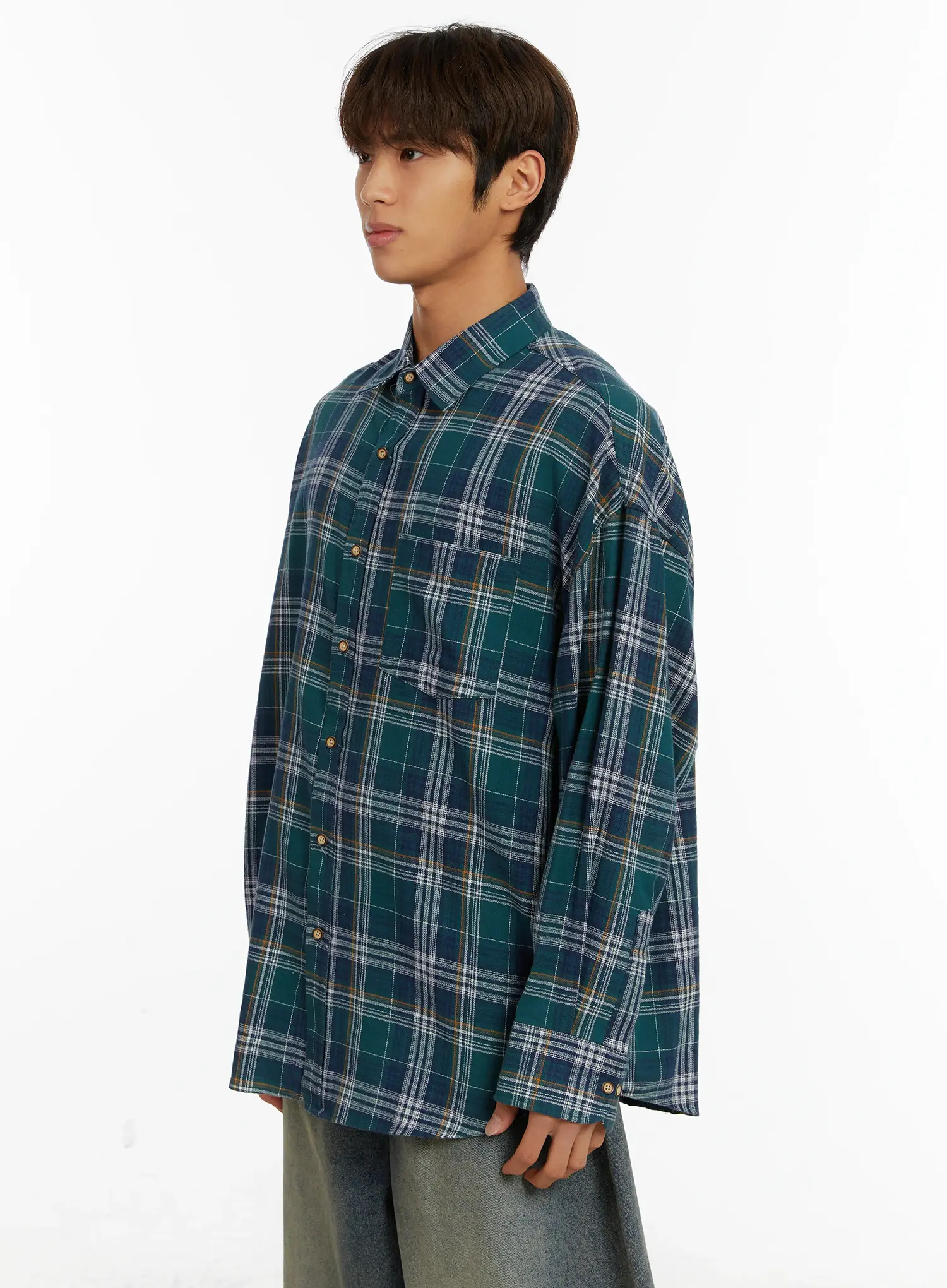 Men's Oversized Plaid Shirt ID524 - Image 6
