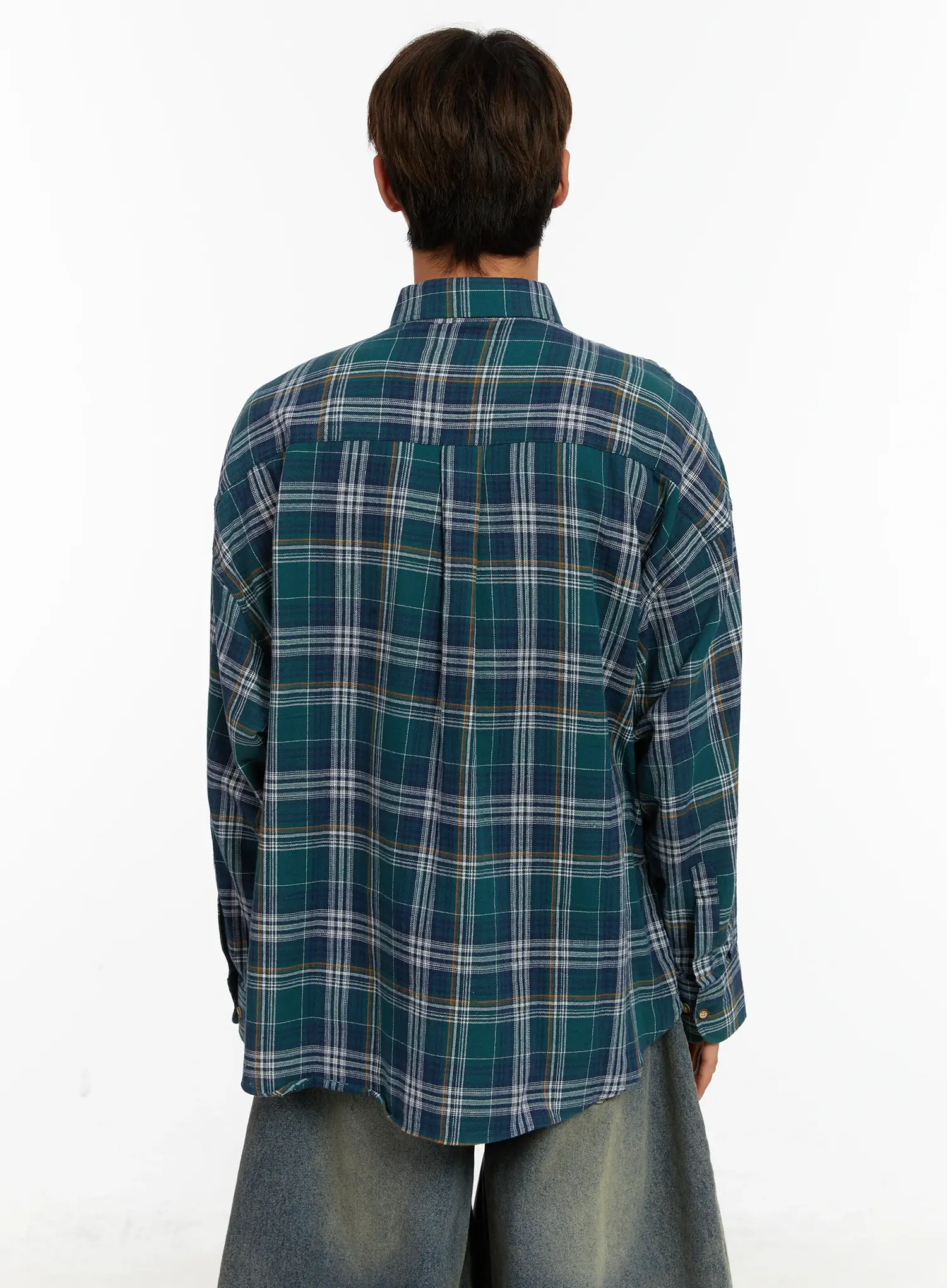 Men's Oversized Plaid Shirt ID524 - Image 7