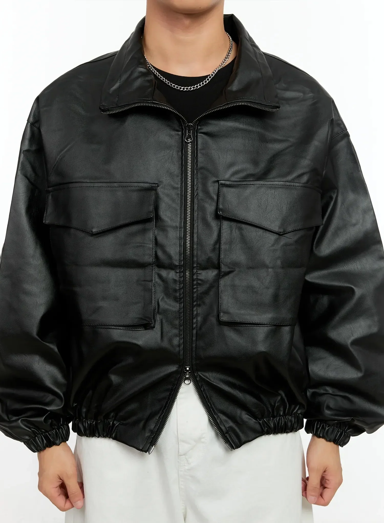 Men's Oversized PU Jacket IN506 - Image 3