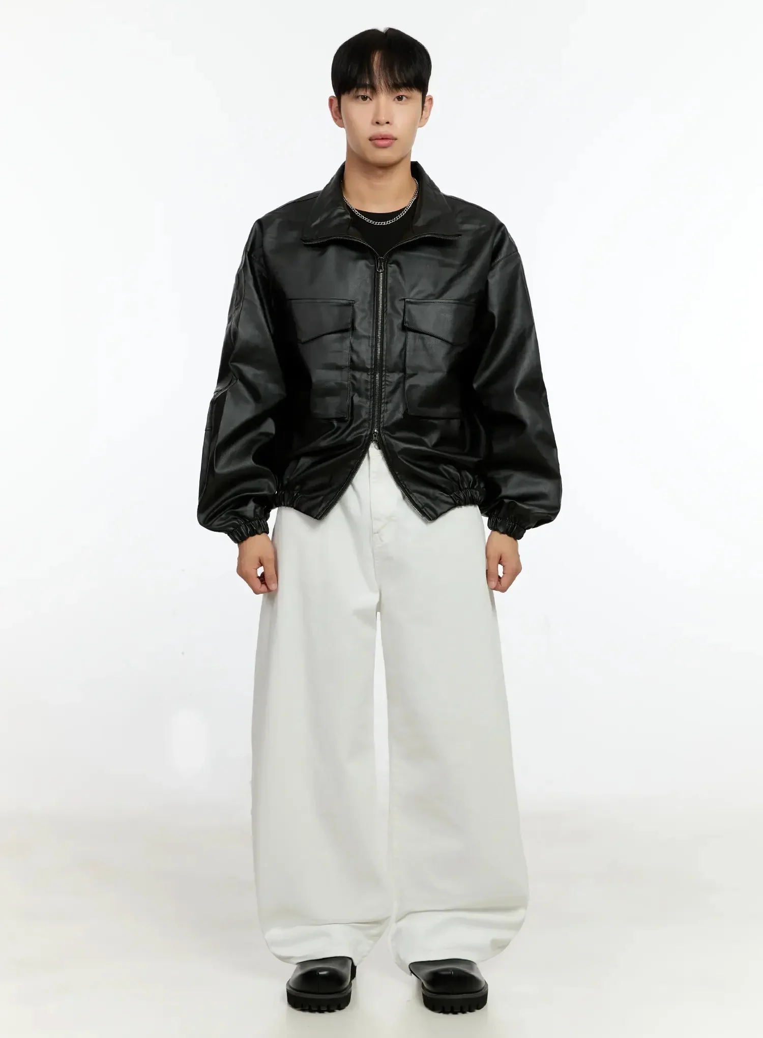 Men's Oversized PU Jacket IN506 - Image 4