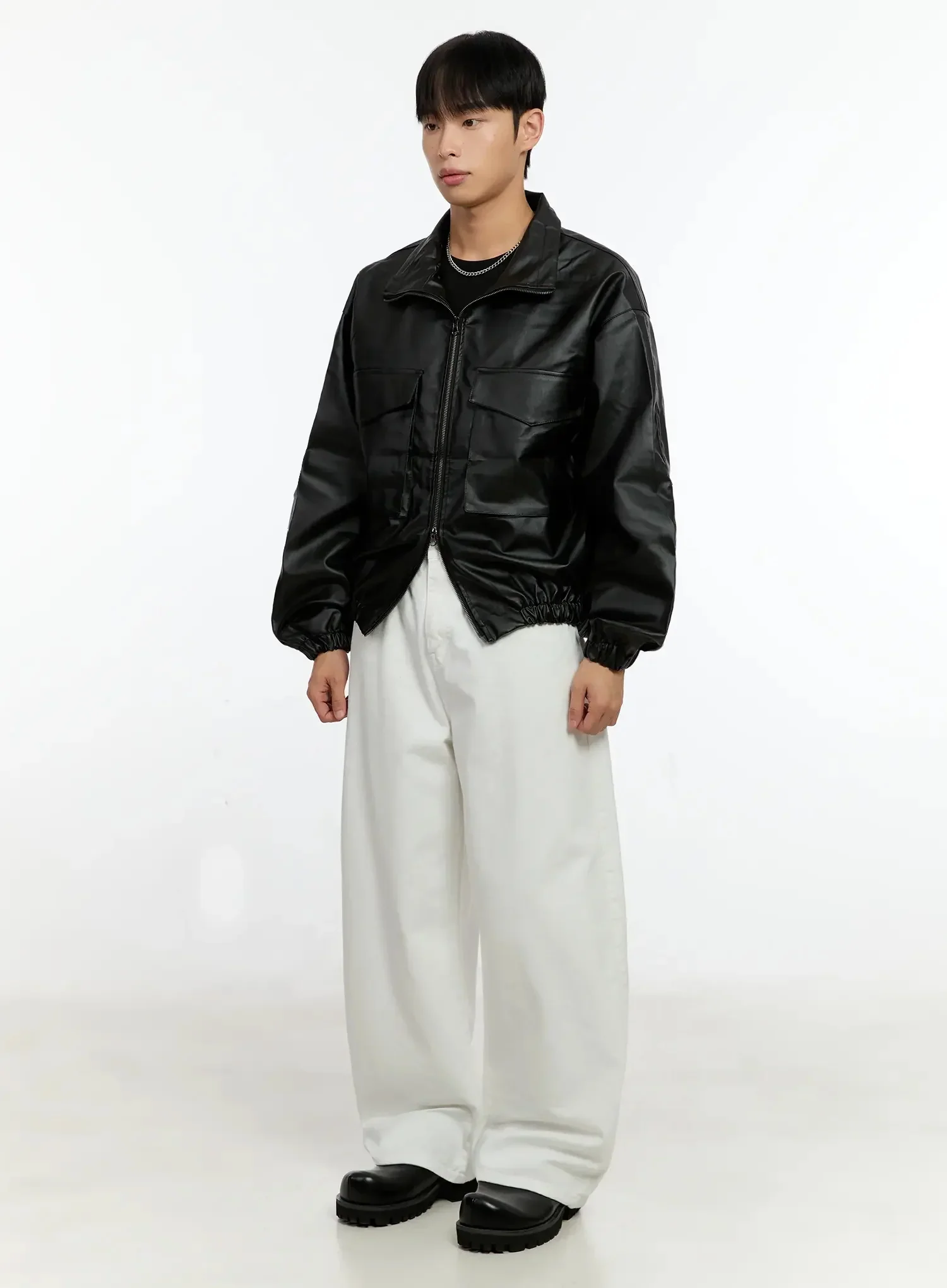Men's Oversized PU Jacket IN506 - Image 5
