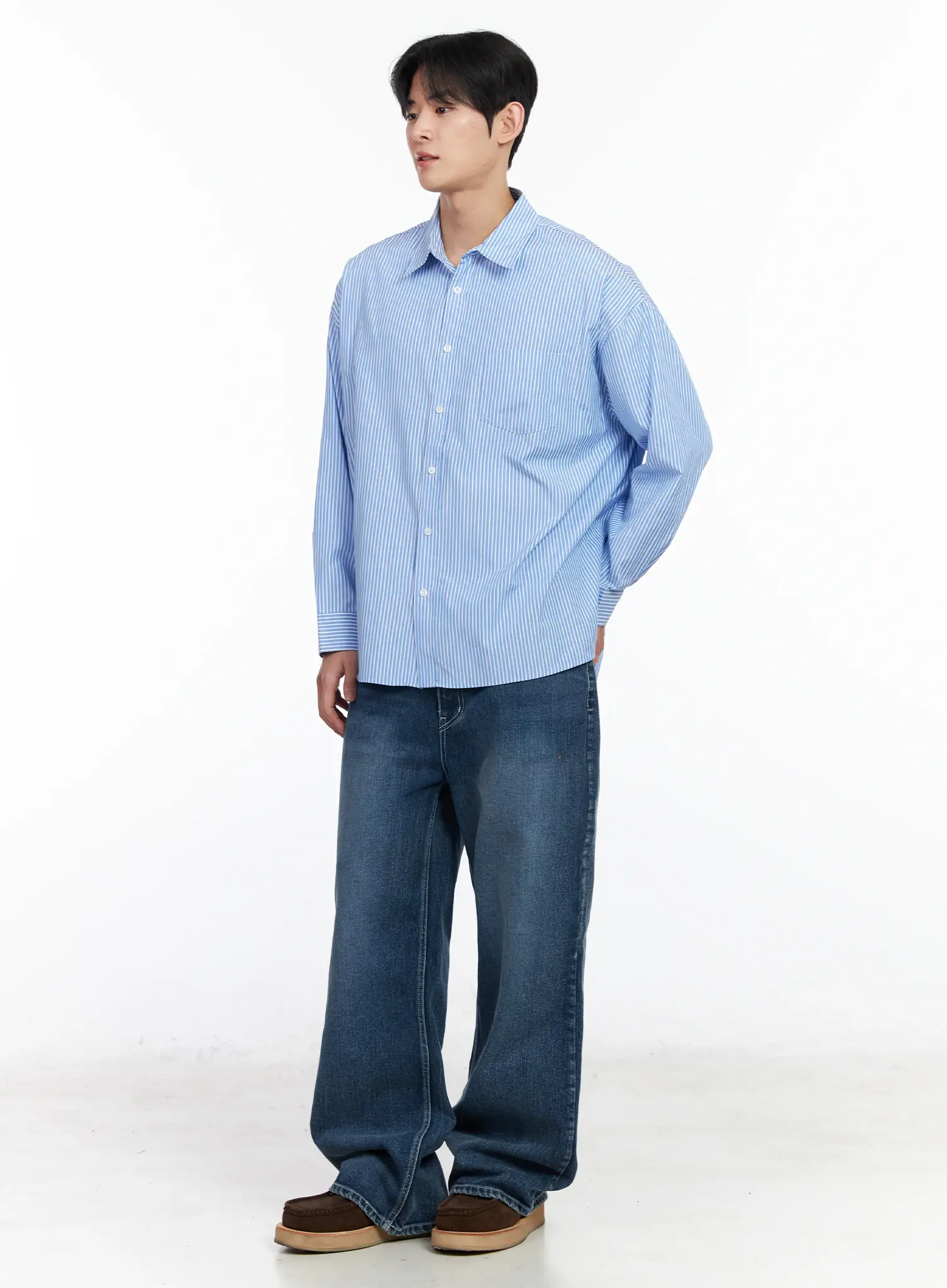 Men's Oversized Stripe Shirt IM523 - Image 7