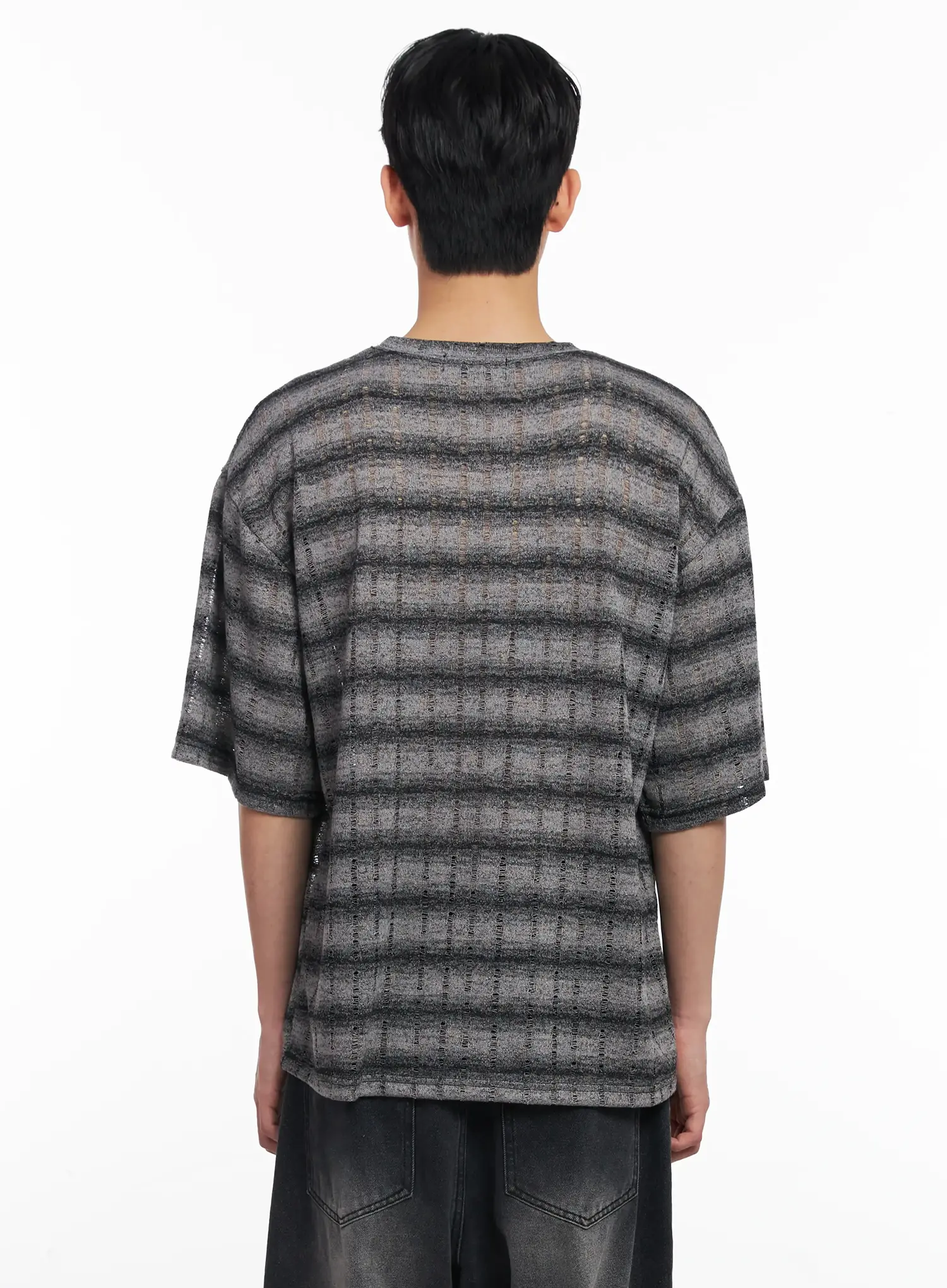Men's Oversized Striped Graphic Tee IU526 - Image 6