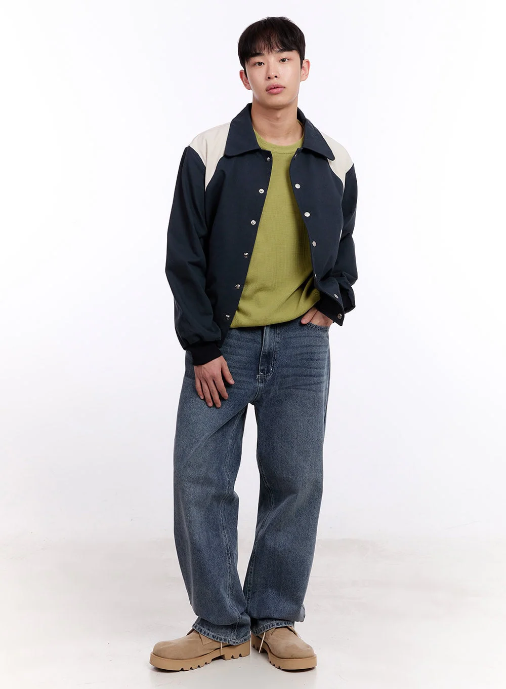 Men's Oversized Waffle-Knit Long Sleeve Tee IM512 - Image 12