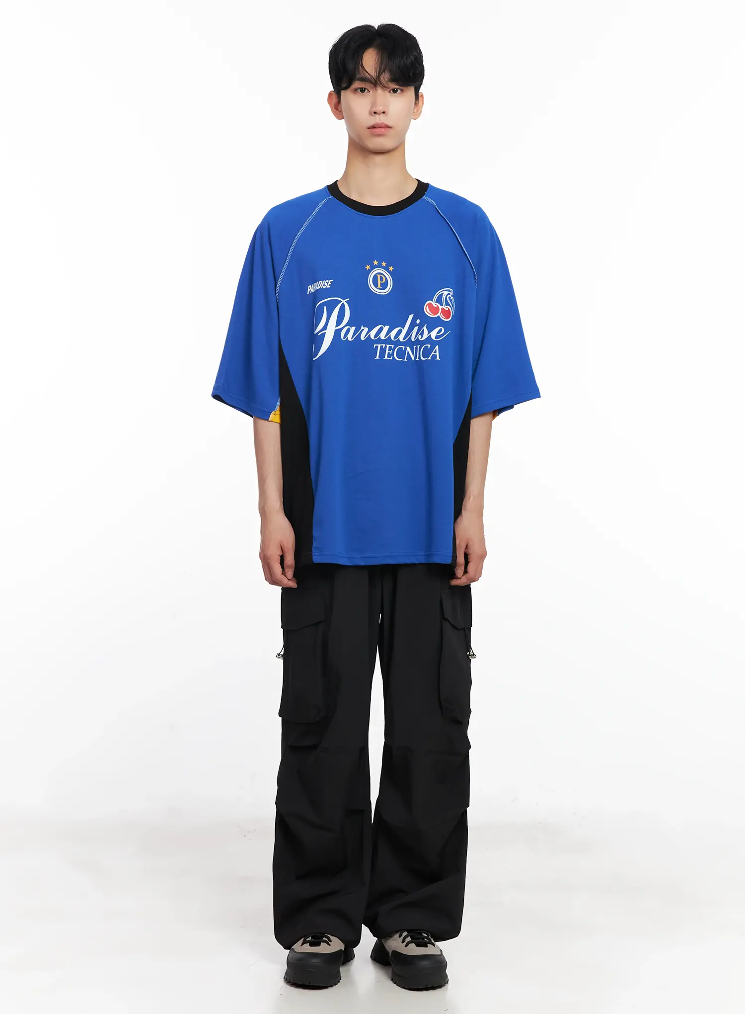 Men's Parachute Wide-Leg Cargo Pants IL504 - Image 4