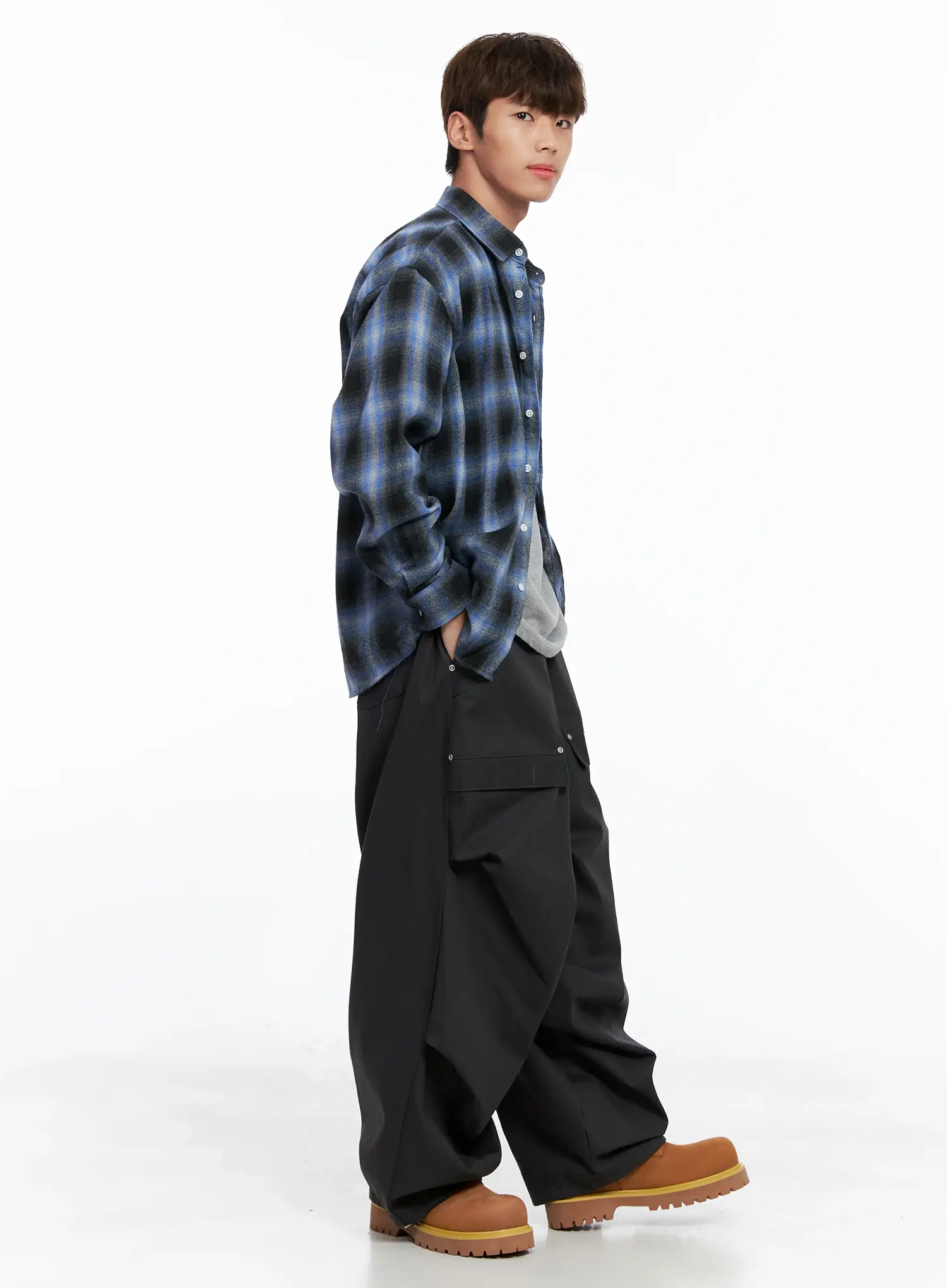 Men's Parachute Wide Pants IO506 - Image 10