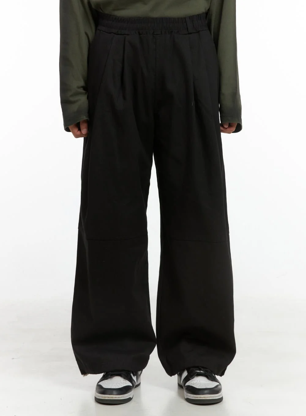 Men's Pintuck Banded Wide Fit Cotton Pants IS420 - Image 2