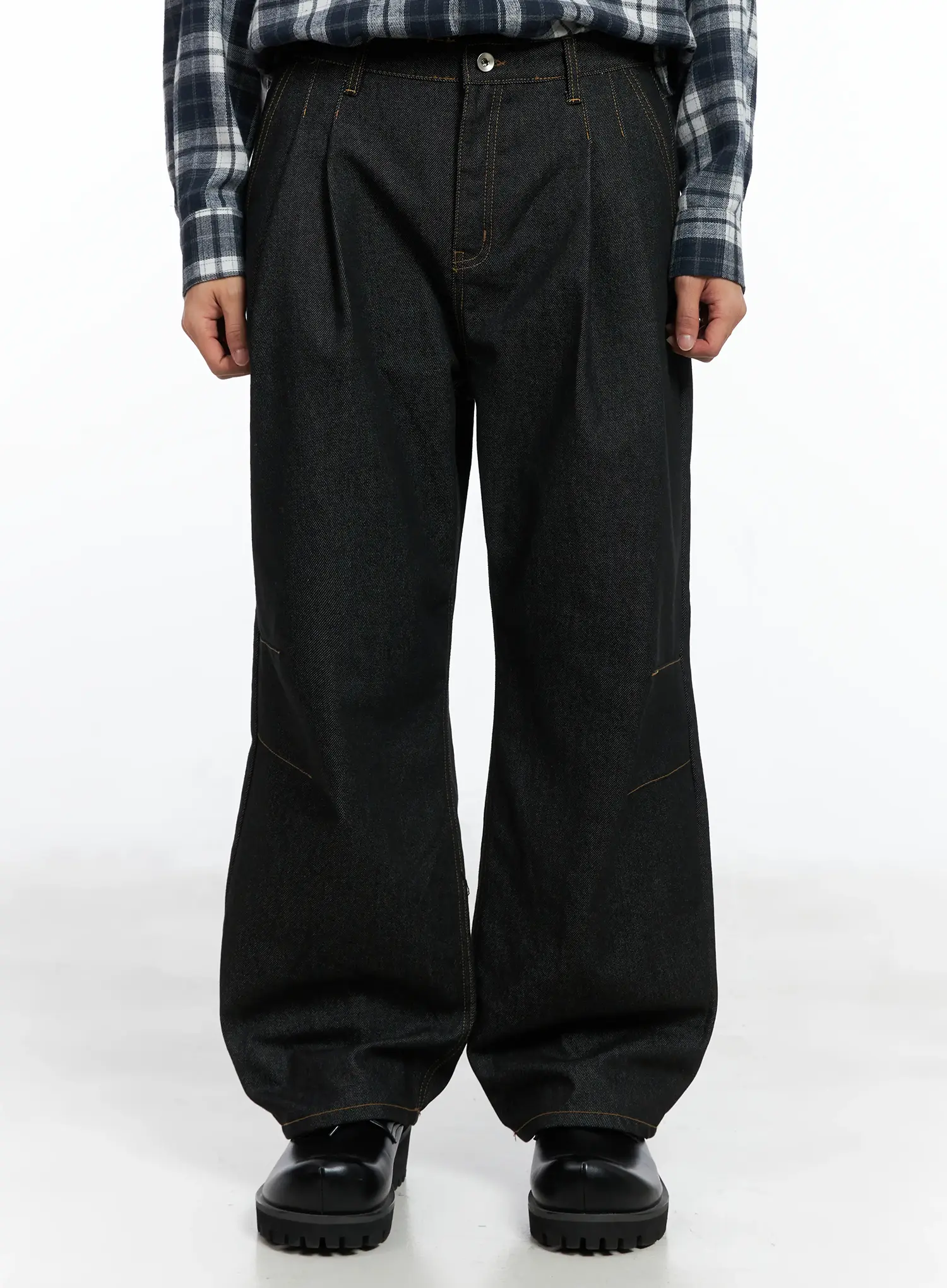 Men's Pintuck Jeans (Black) IN518 - Image 5