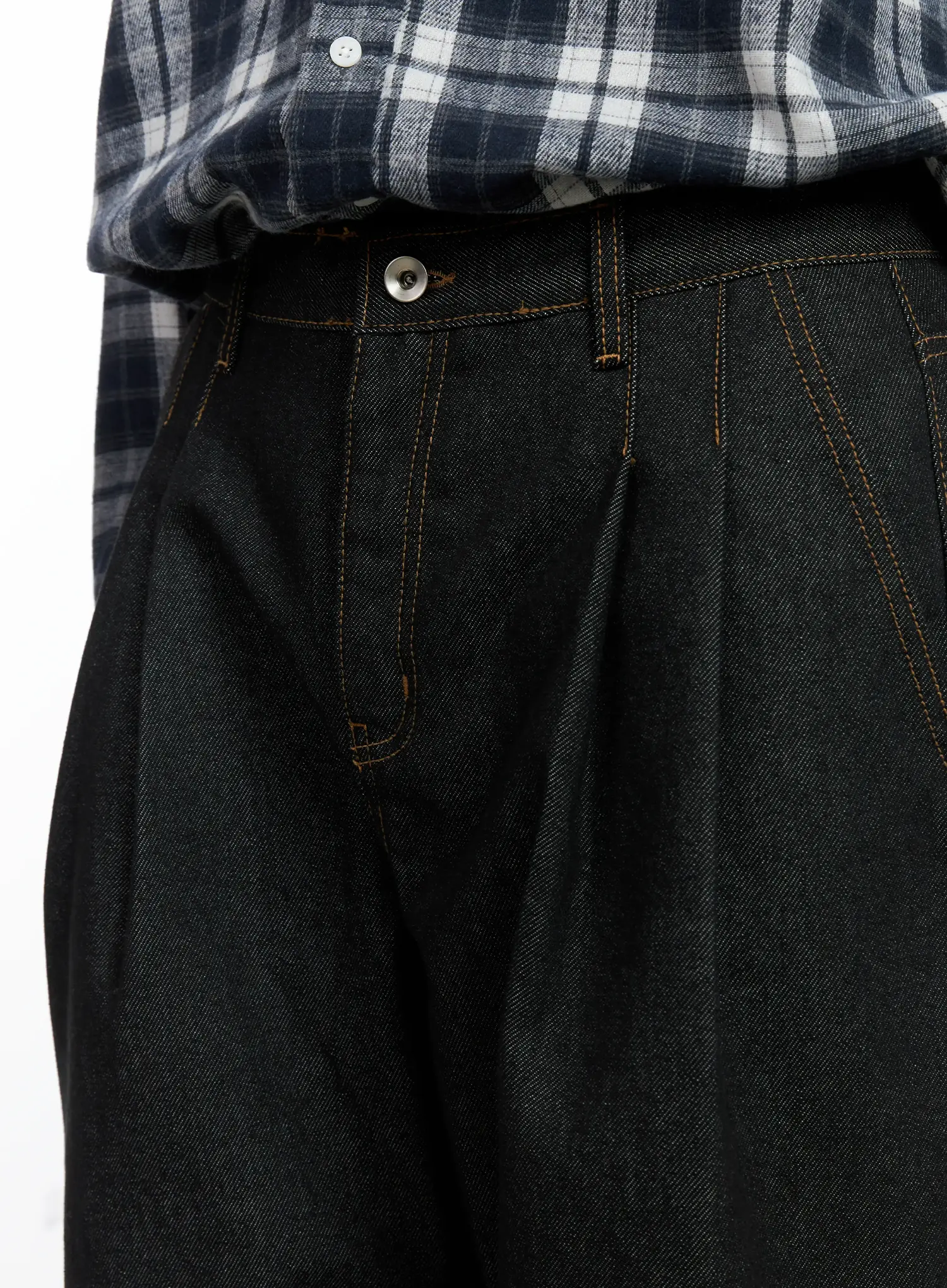 Men's Pintuck Jeans (Black) IN518 - Image 6