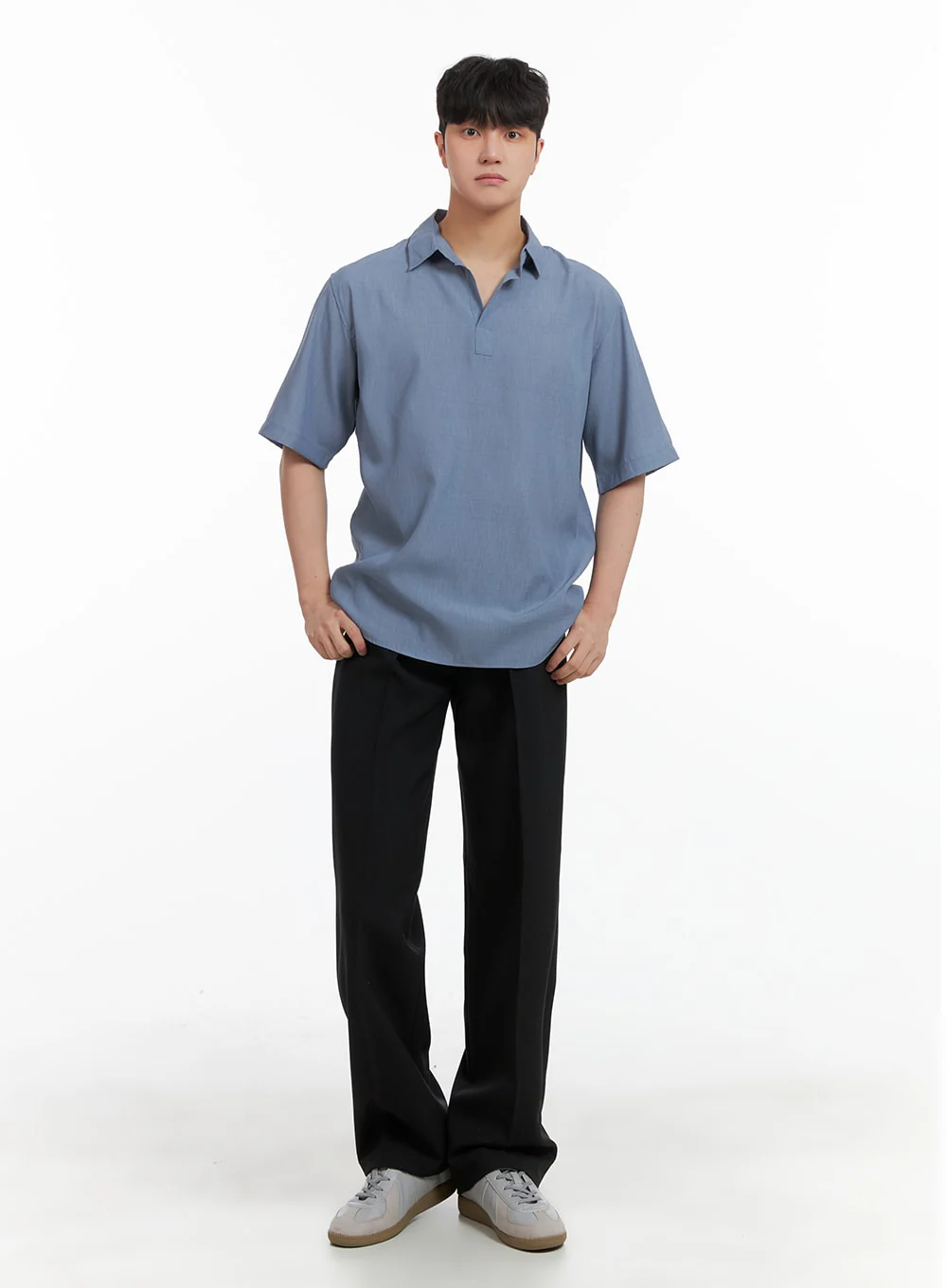 Men's Pintuck Wide Fit Trousers IA402 - Image 3