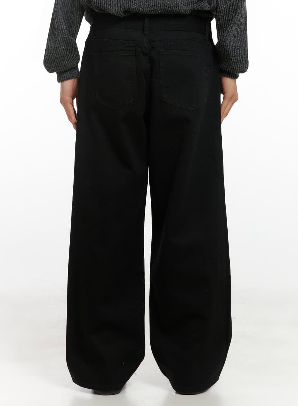 Men's Pintuck Wide Leg Cotton Pants (Black) ID413 - Image 5