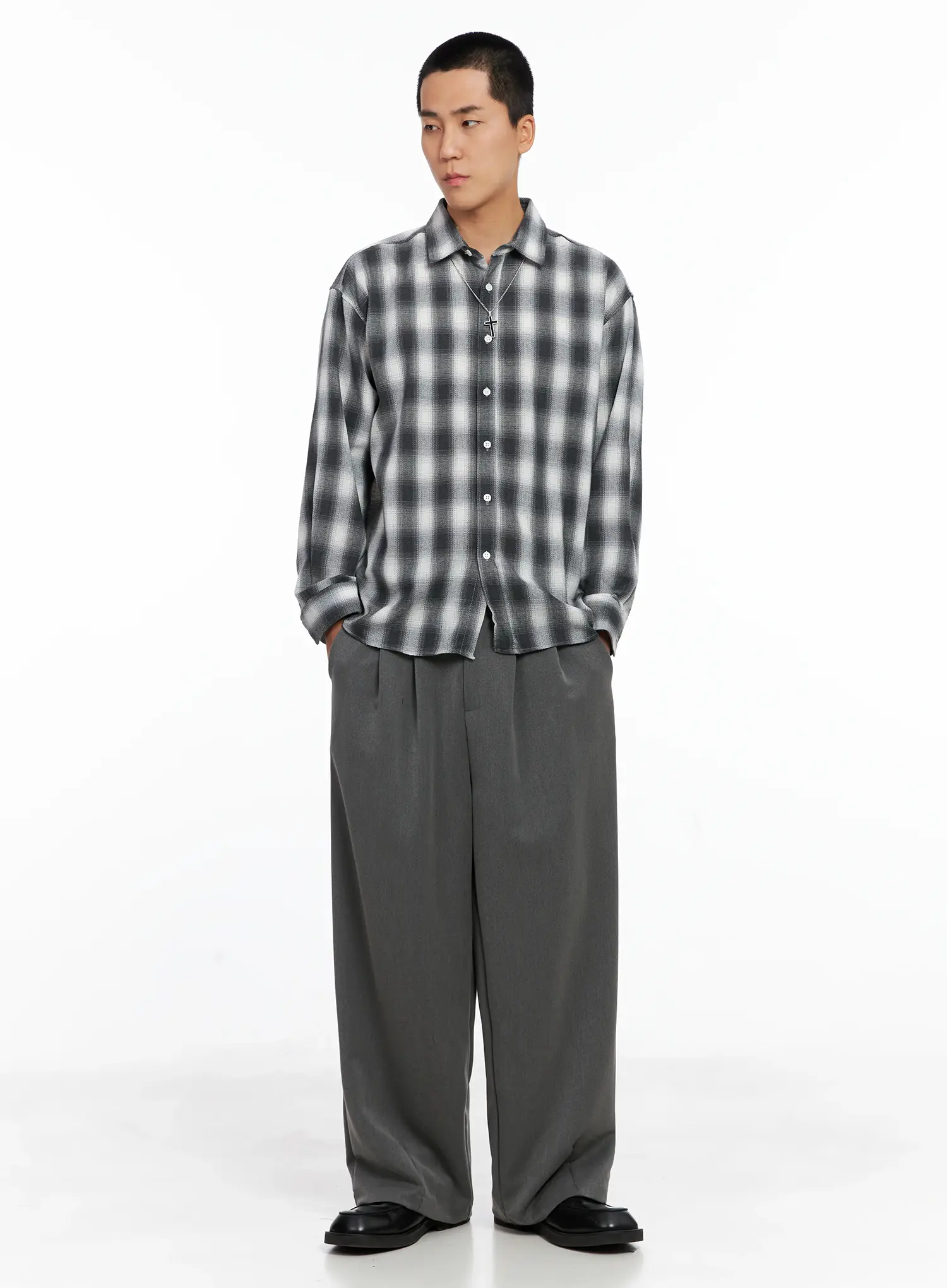 Men's Pintuck Wide-Leg Trousers IS502 - Image 13