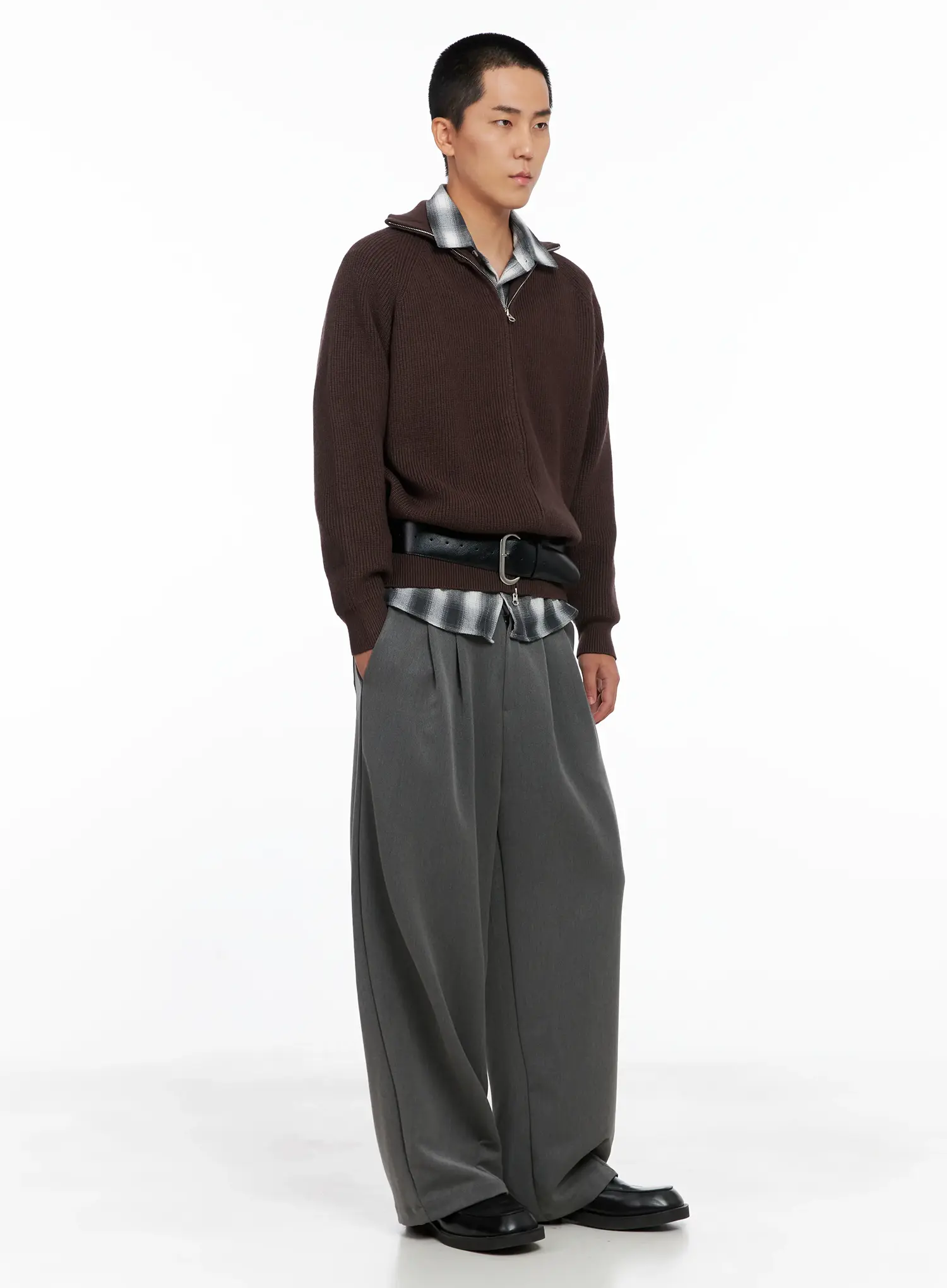Men's Pintuck Wide-Leg Trousers IS502 - Image 15