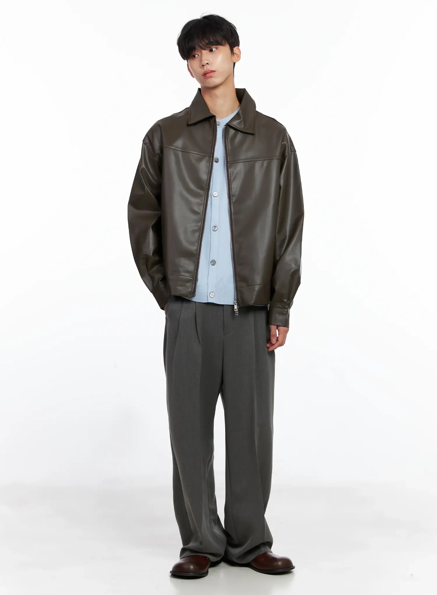 Men's Pintuck Wide-Leg Trousers IS519 - Image 12
