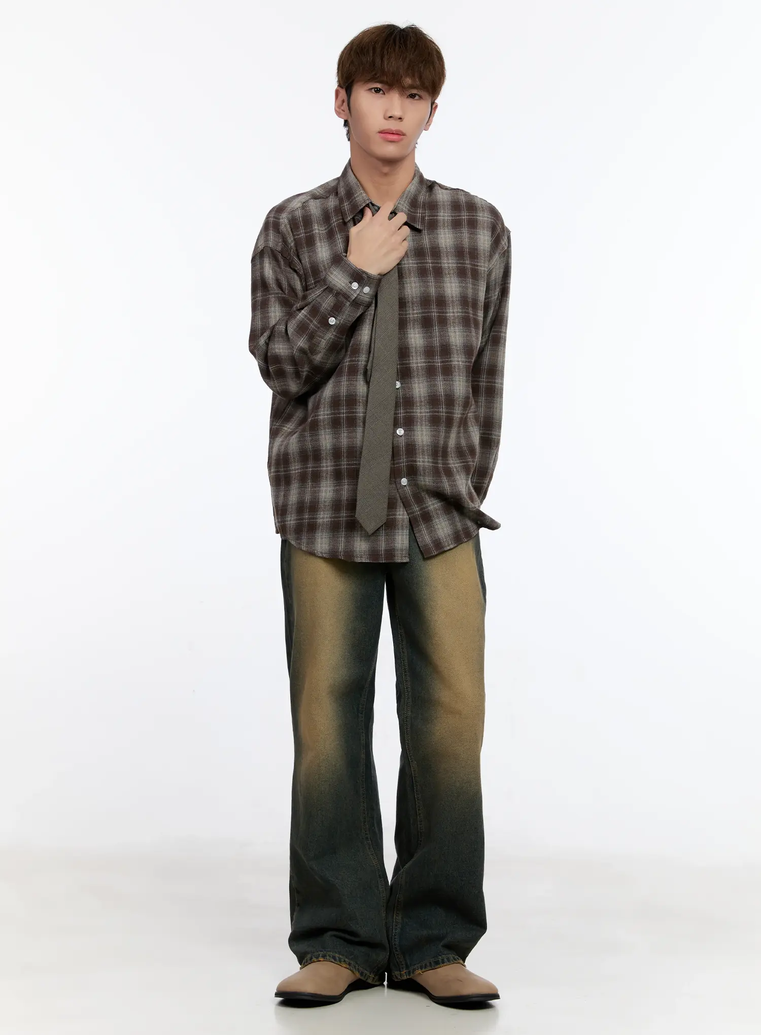 Men's Plaid Button-Up Shirt IN512 - Image 2