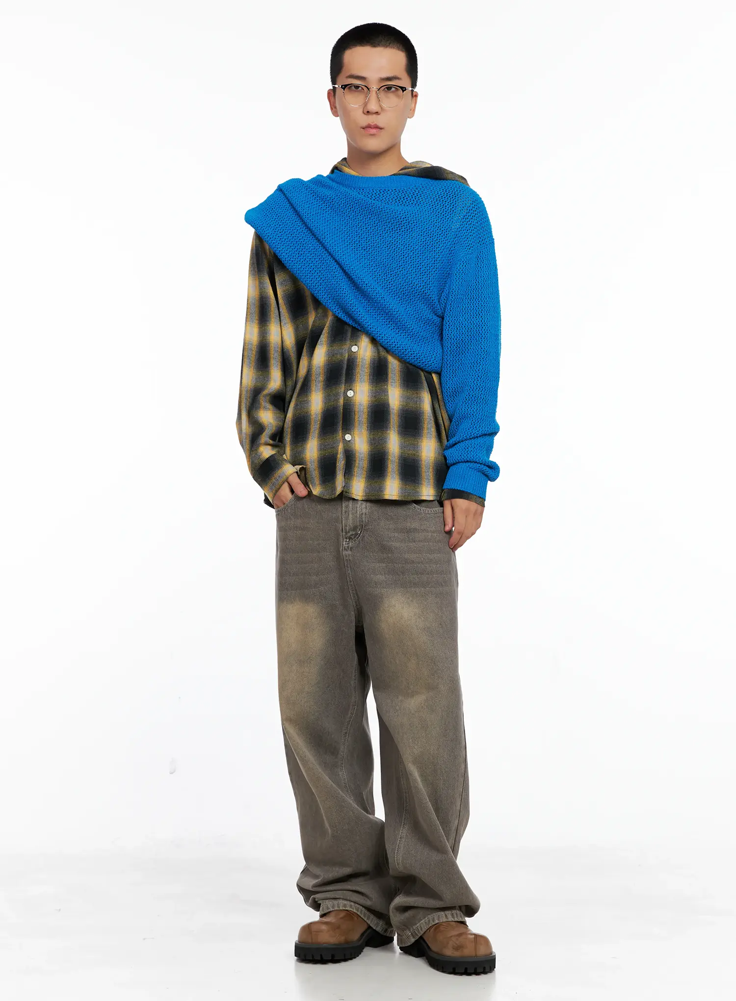 Men's Plaid Flannel Hooded Shirt IG529 - Image 11