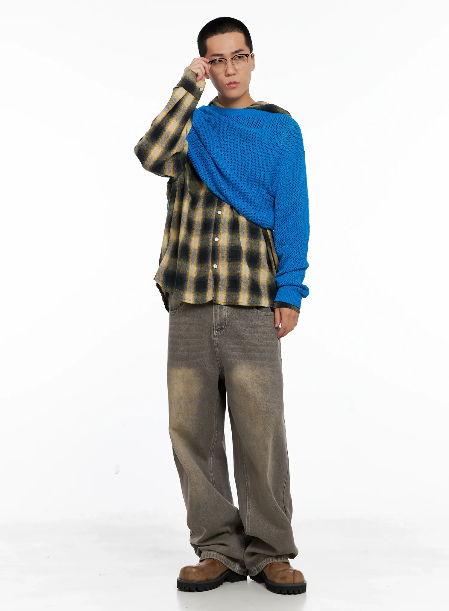 Men's Plaid Flannel Hooded Shirt IG529 - Image 2