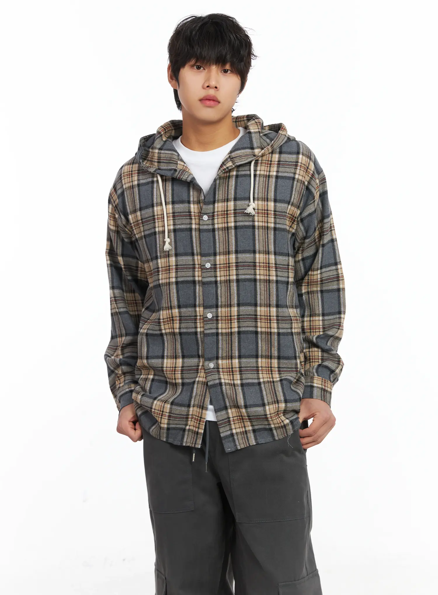 Men's Plaid Hooded Flannel IJ512 - Image 7