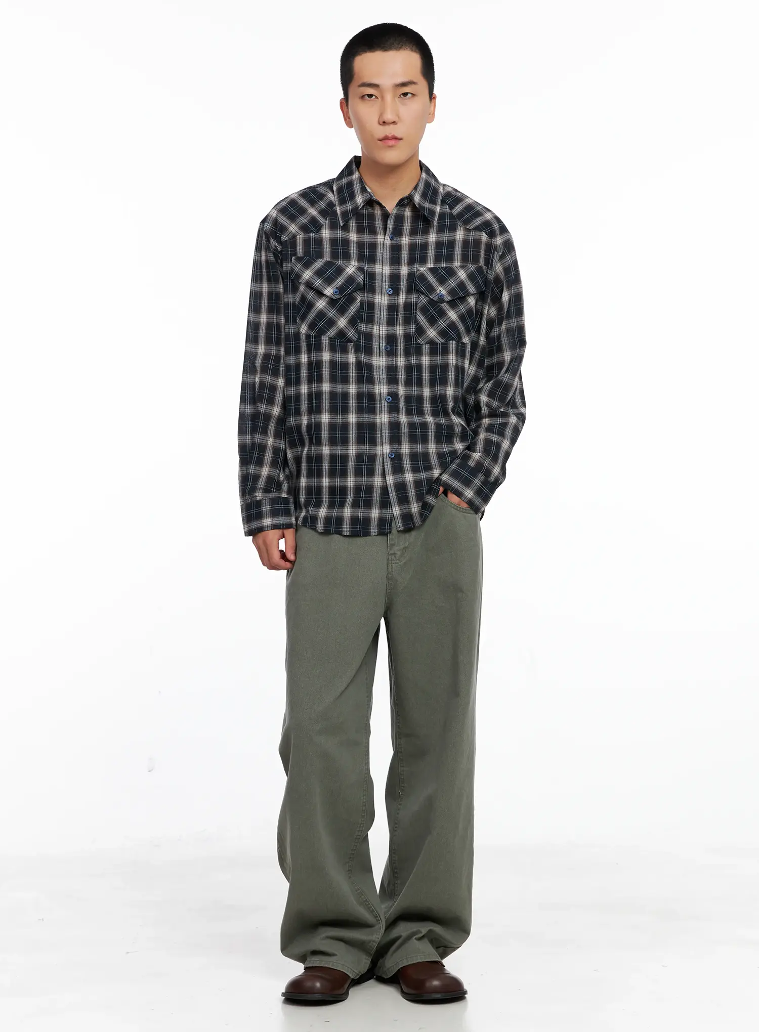 Men's Plaid Shirt IG529 - Image 10