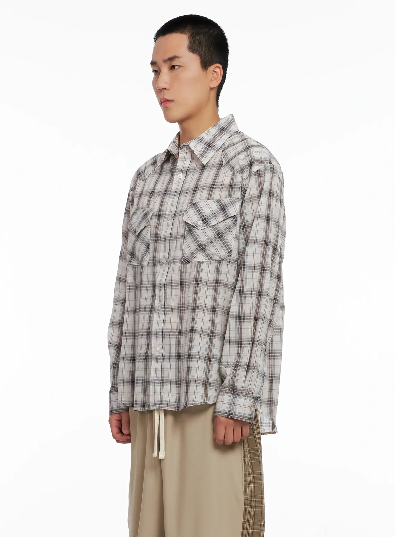 Men's Plaid Shirt IG529 - Image 4