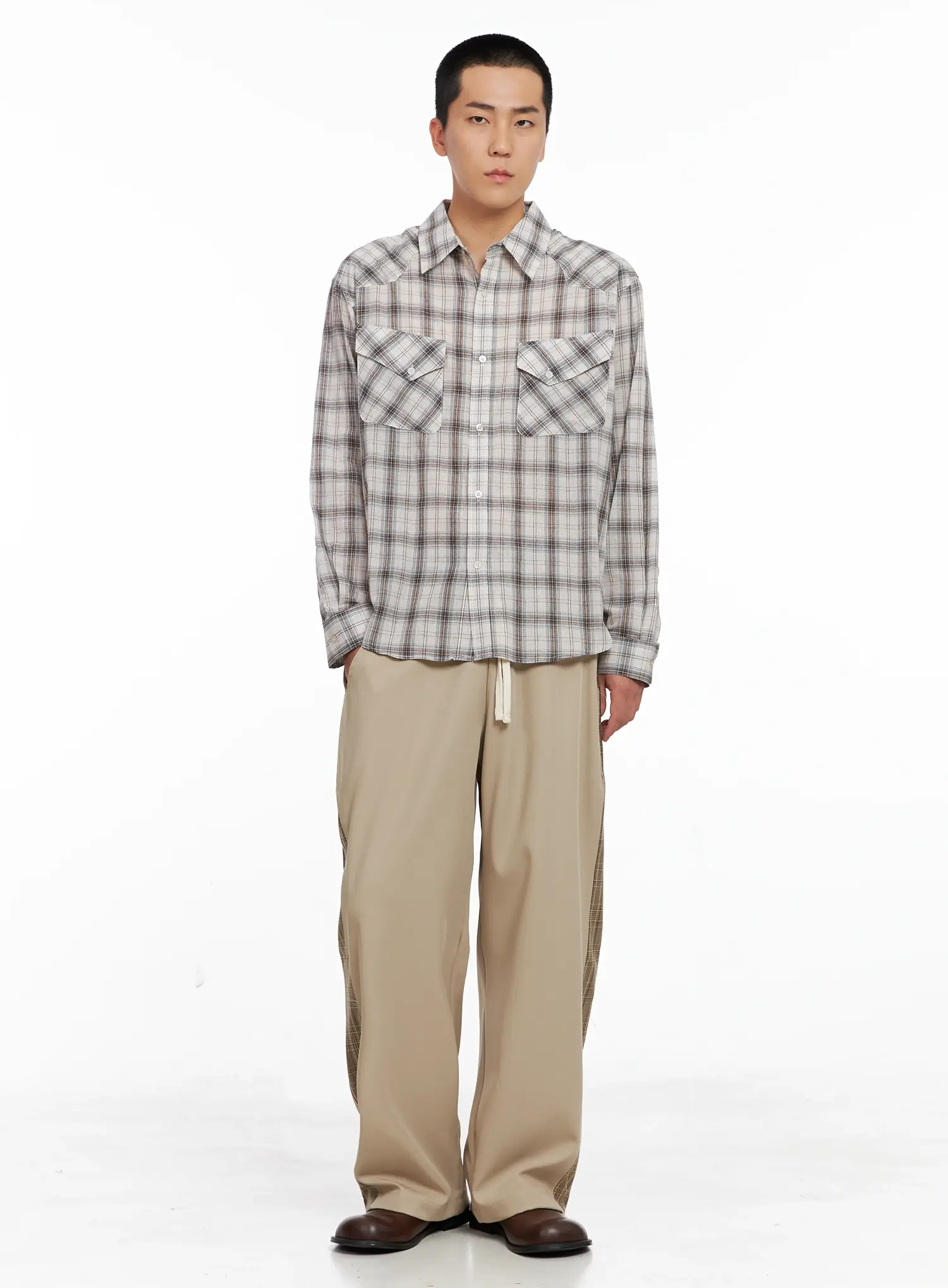 Men's Plaid Shirt IG529 - Image 7