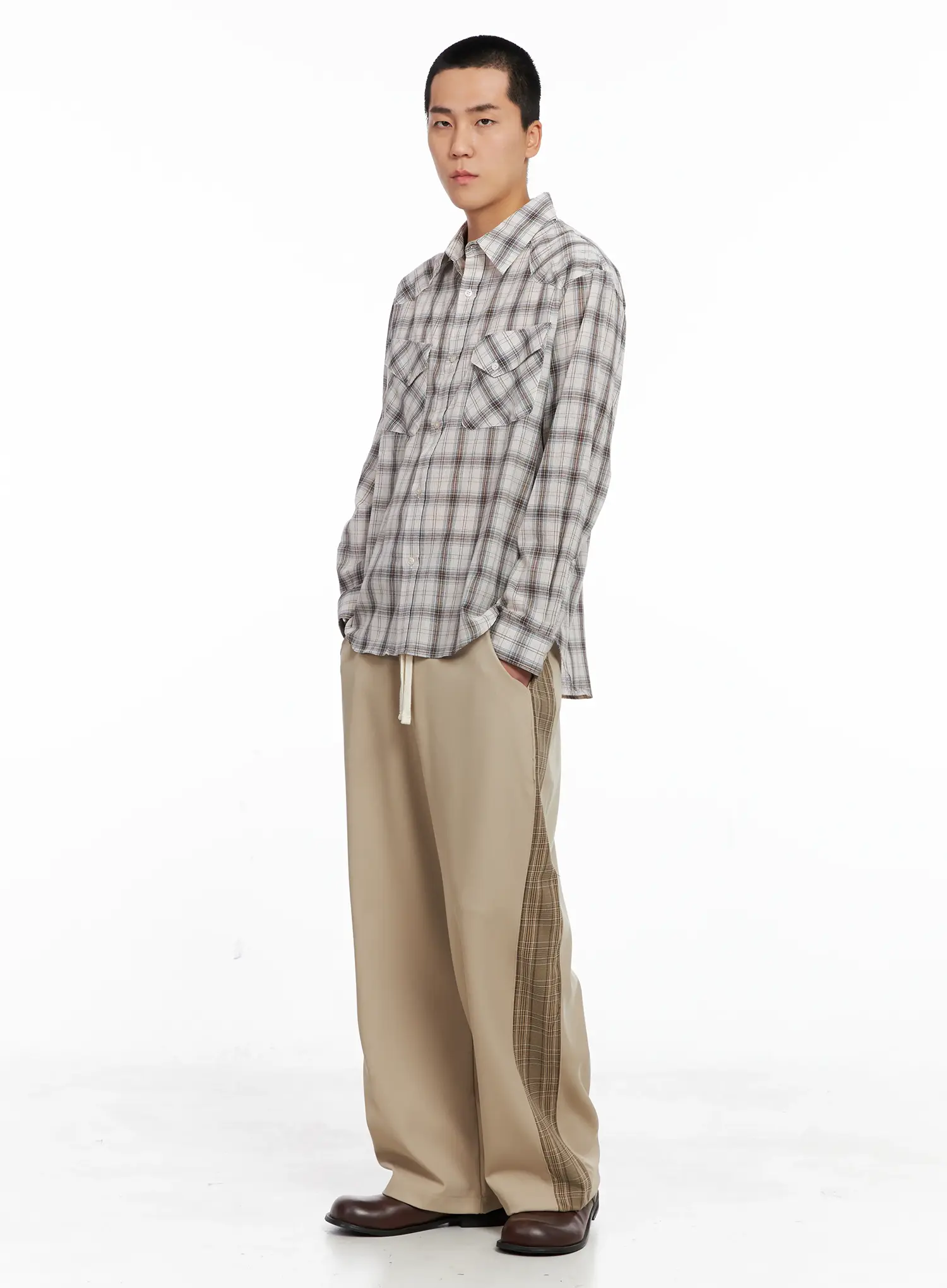 Men's Plaid Shirt IG529 - Image 8