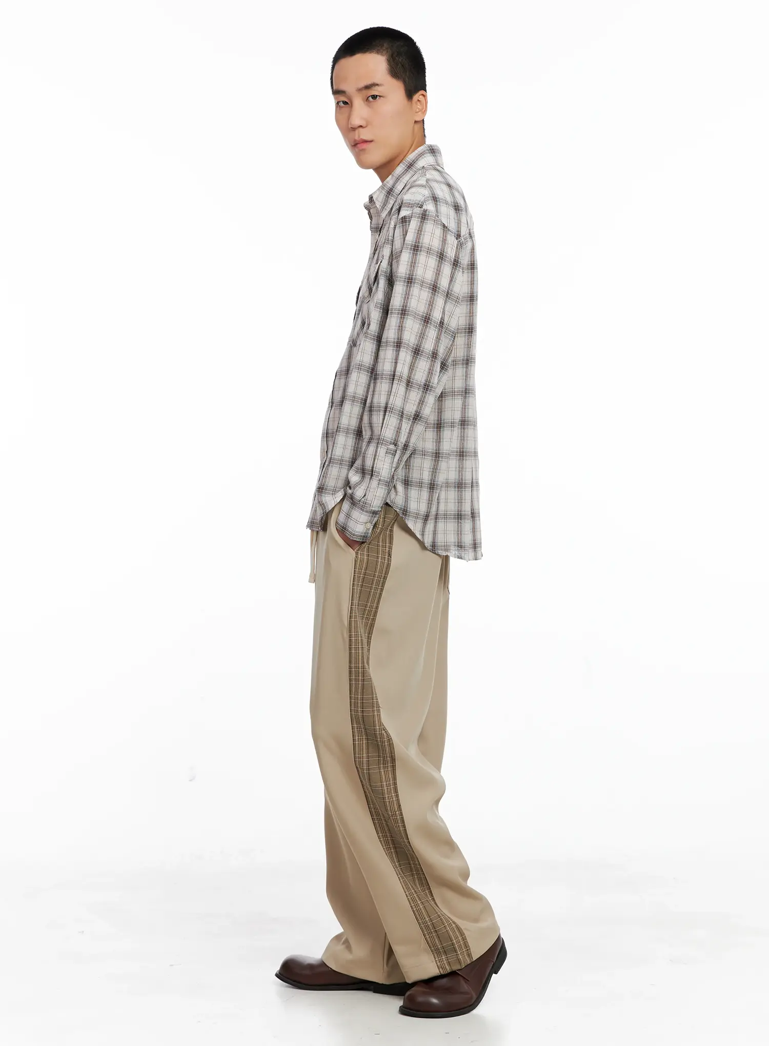 Men's Plaid Shirt IG529 - Image 9