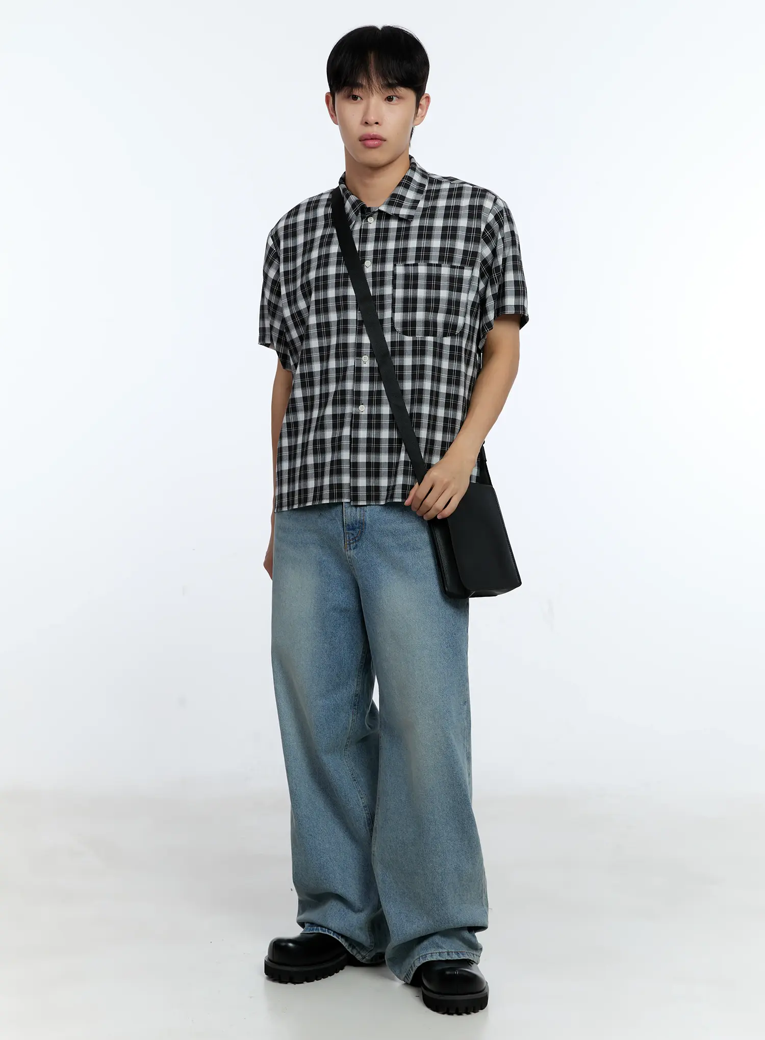 Men's Plaid Short Sleeve Shirt IG519 - Image 2