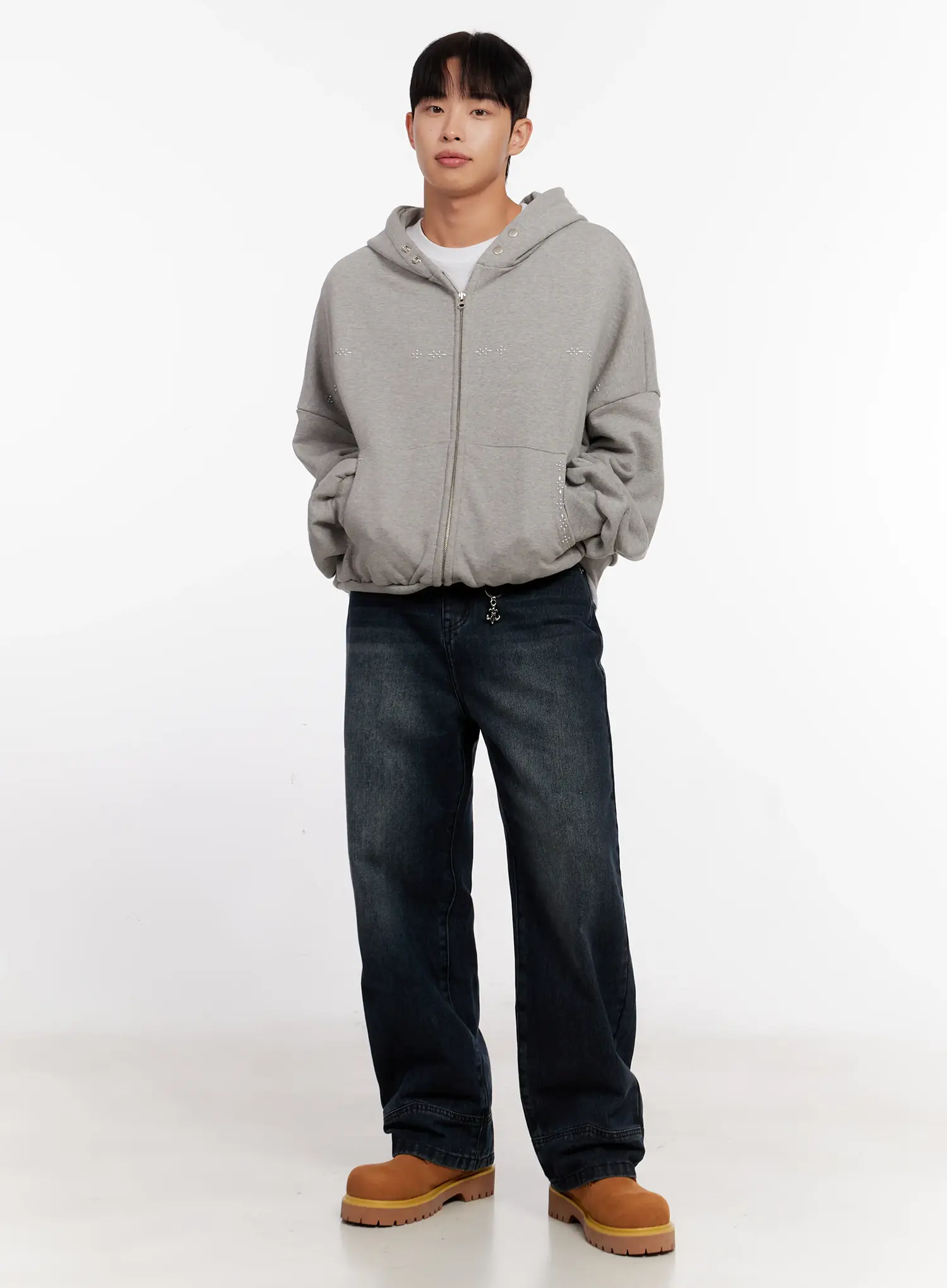 Men's Point Stud Zip-Up Hoodie IO528 - Image 9