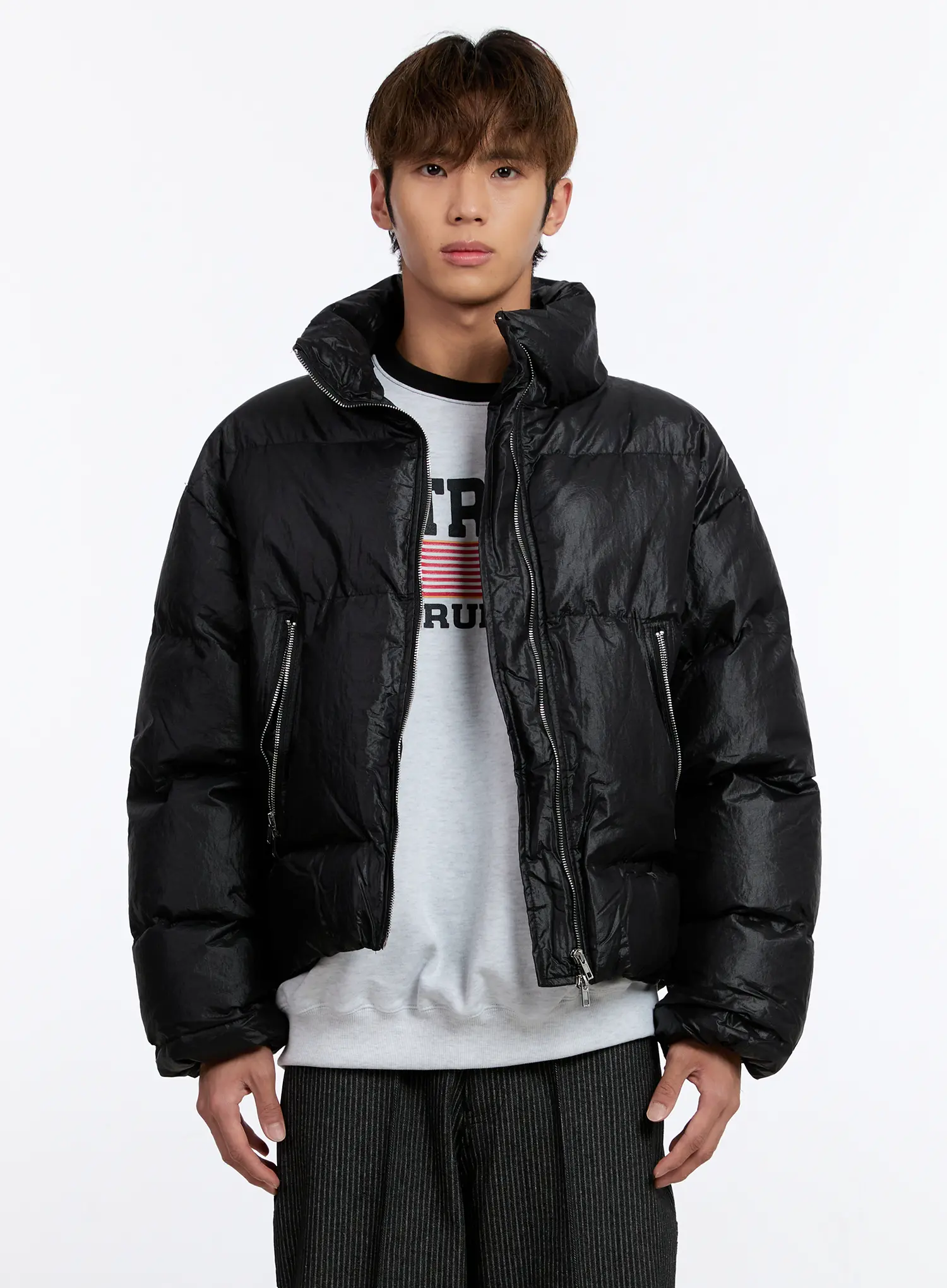 Men's Puffer Jacket (Black) IN524 - Image 11