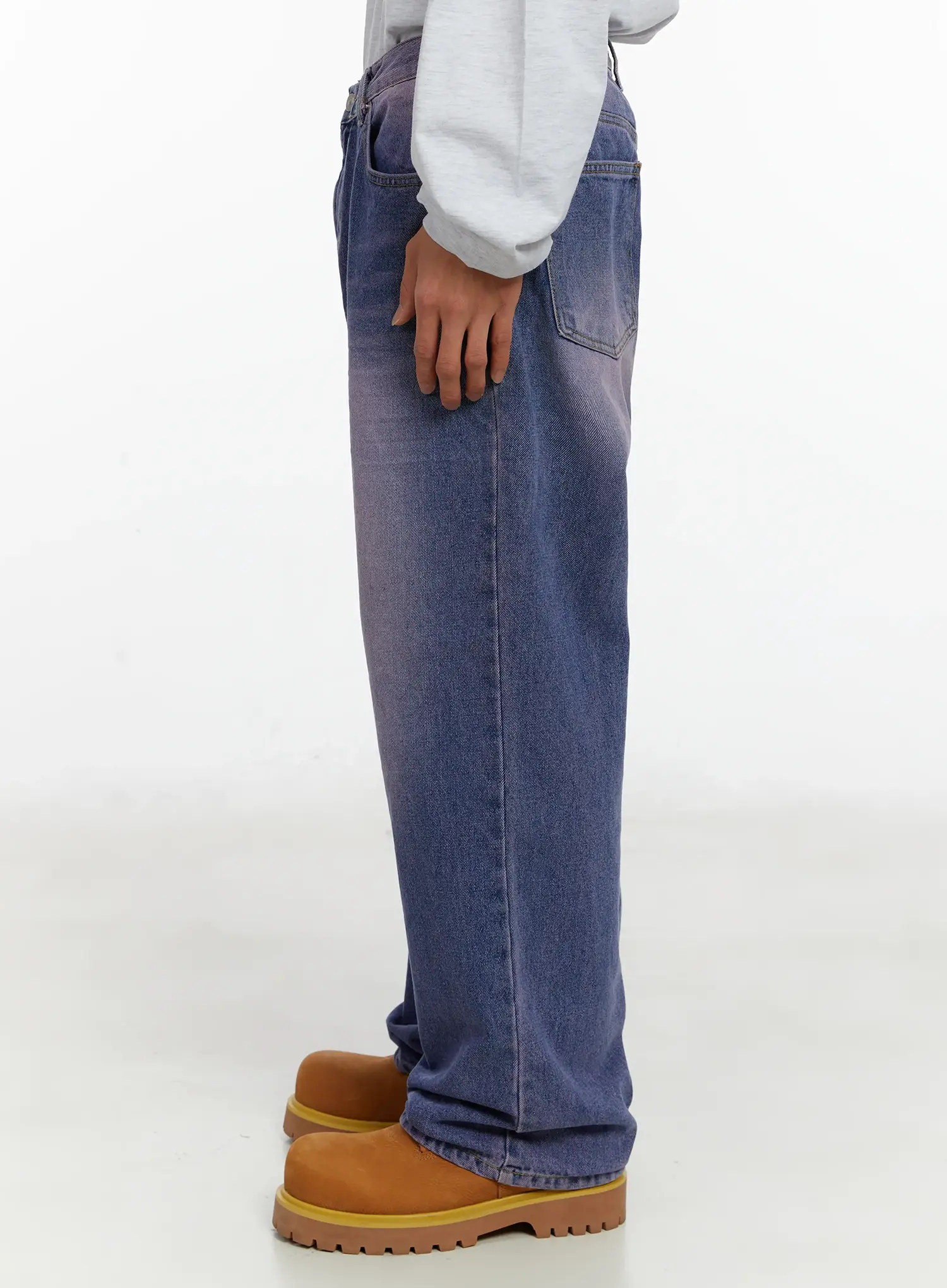 Men's Purple Washed Wide Jeans ID523 - Image 5