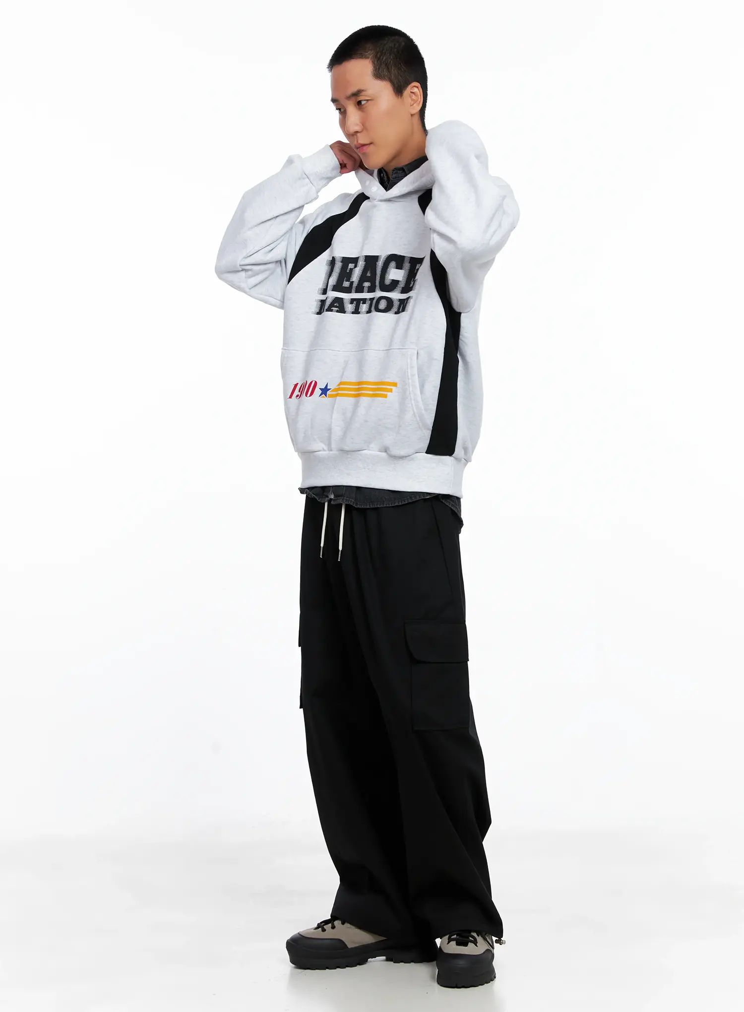 Men's Raglan Graphic High Neck Hoodie IS510 - Image 8