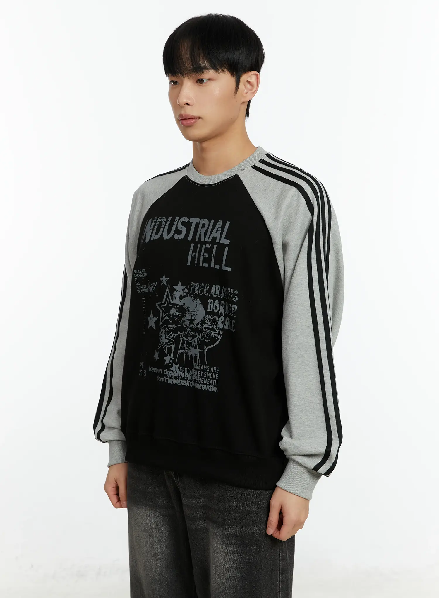 Men's Raglan Track Style Crewneck Sweatshirt IF511 - Image 4