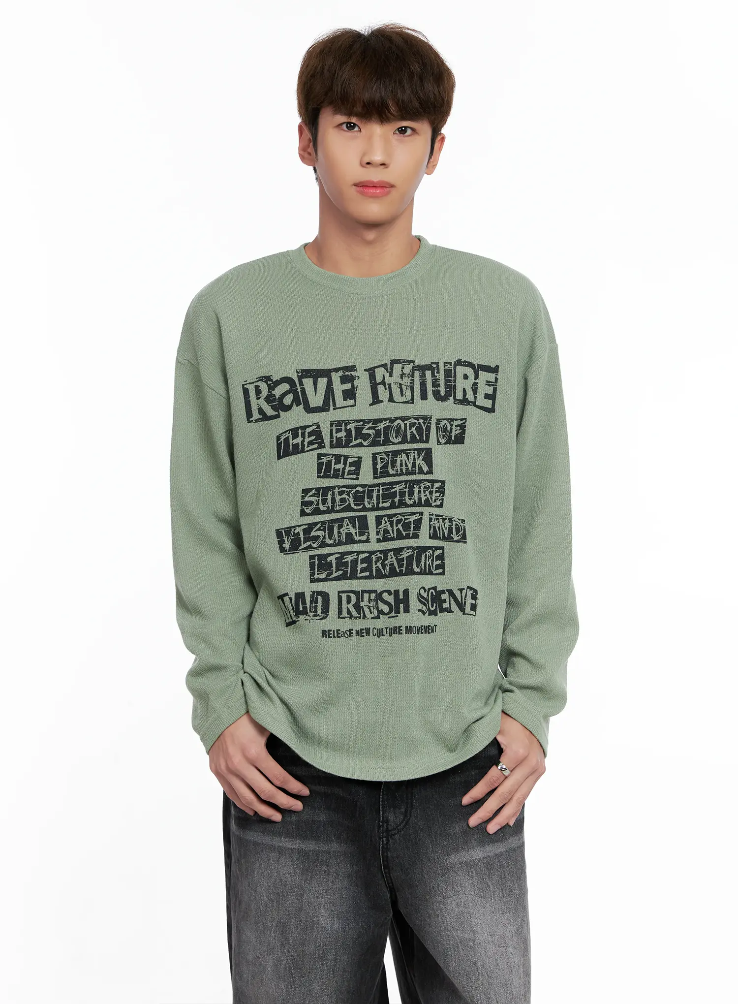Men's Rave Future Graphic Knit Sweater IO502