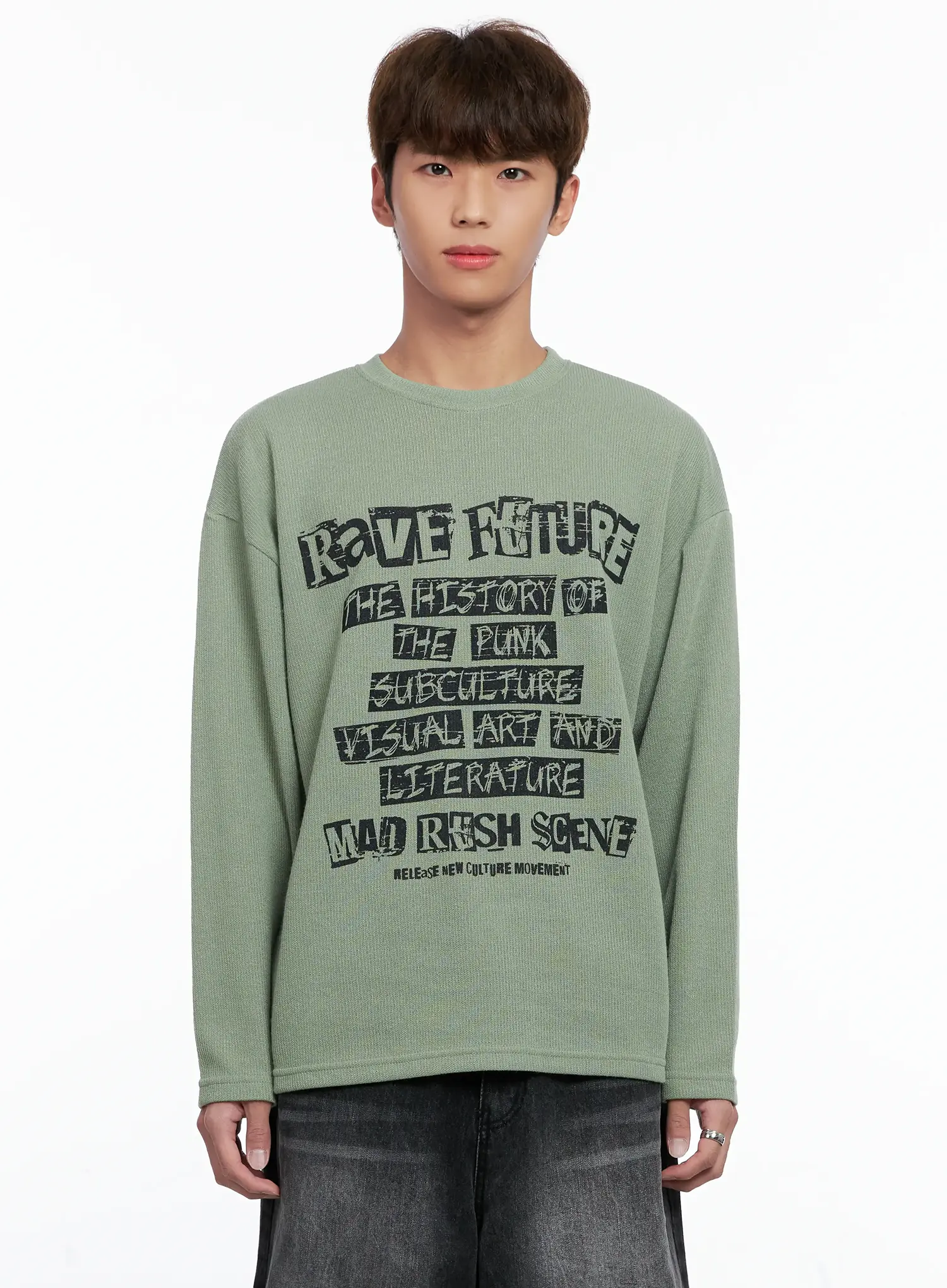 Men's Rave Future Graphic Knit Sweater IO502 - Image 8