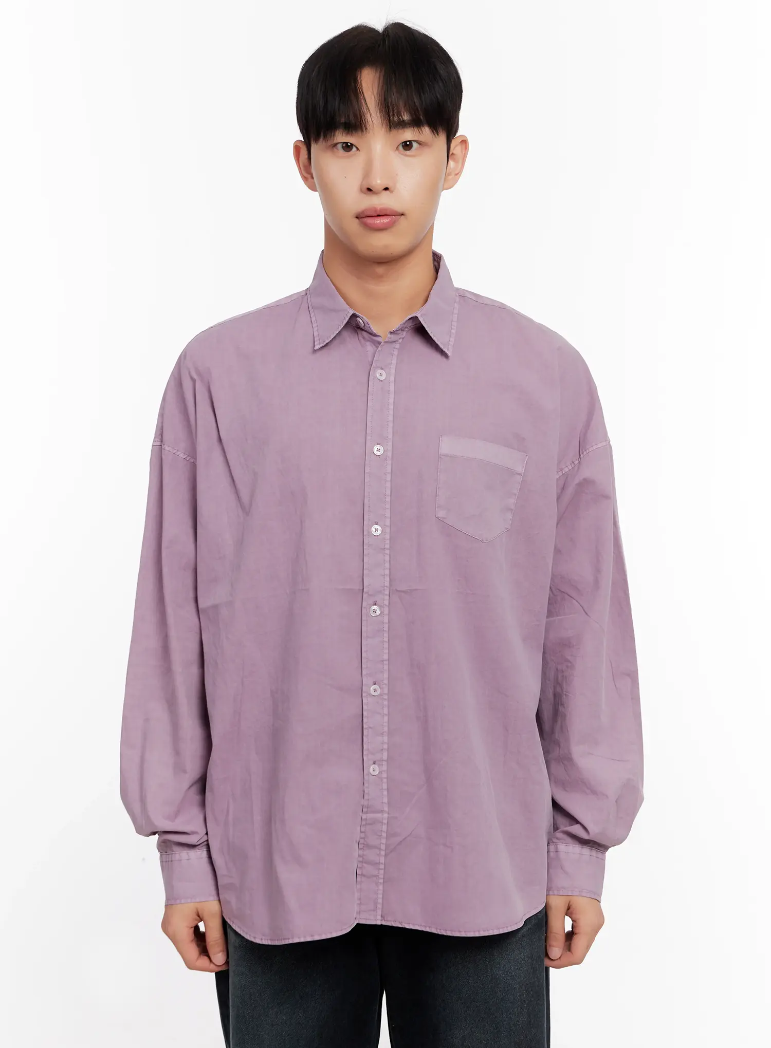 Men's Relaxed Fit Blue Cotton Shirt IO528 - Image 11