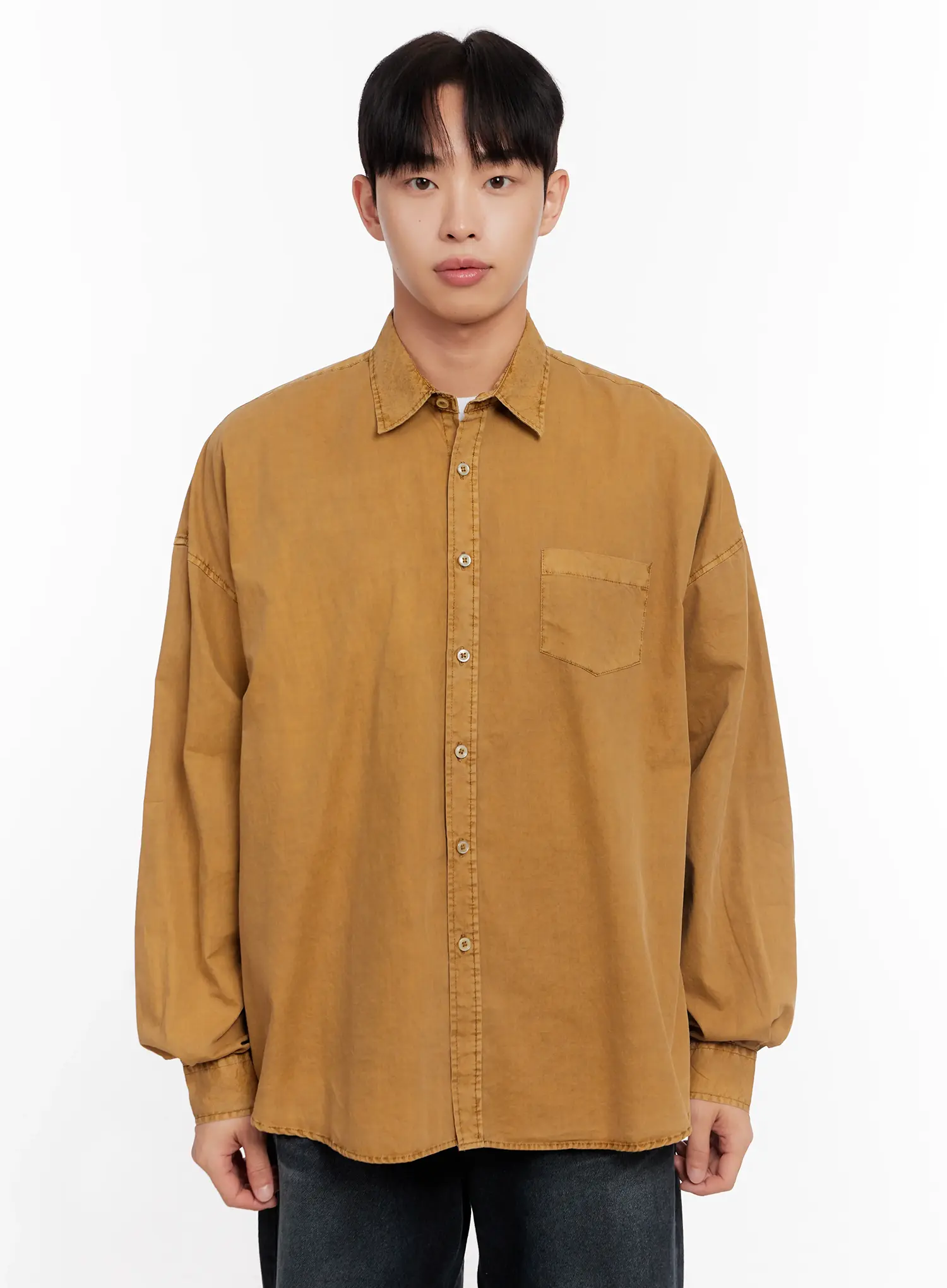 Men's Relaxed Fit Blue Cotton Shirt IO528 - Image 12