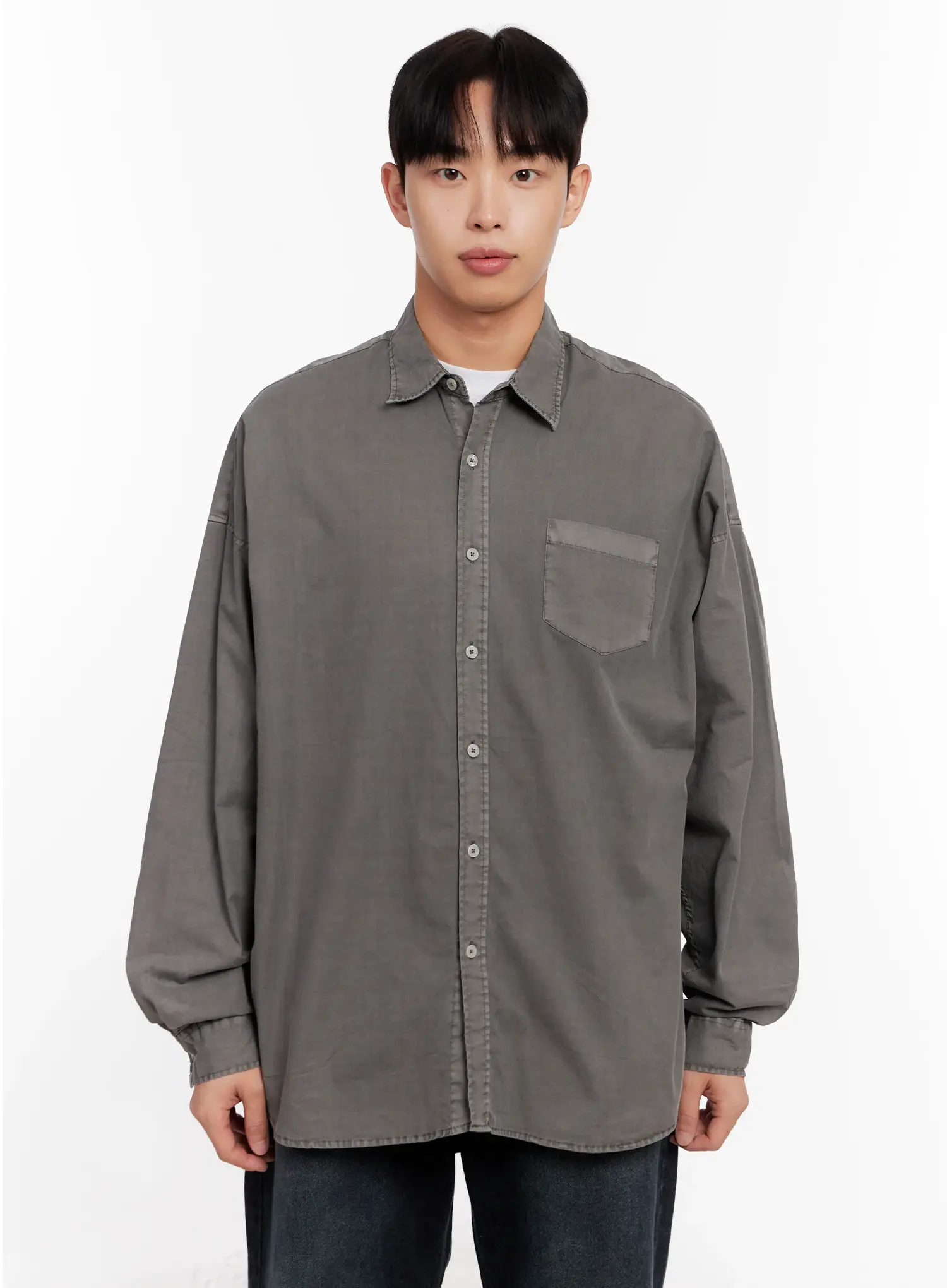 Men's Relaxed Fit Blue Cotton Shirt IO528 - Image 13
